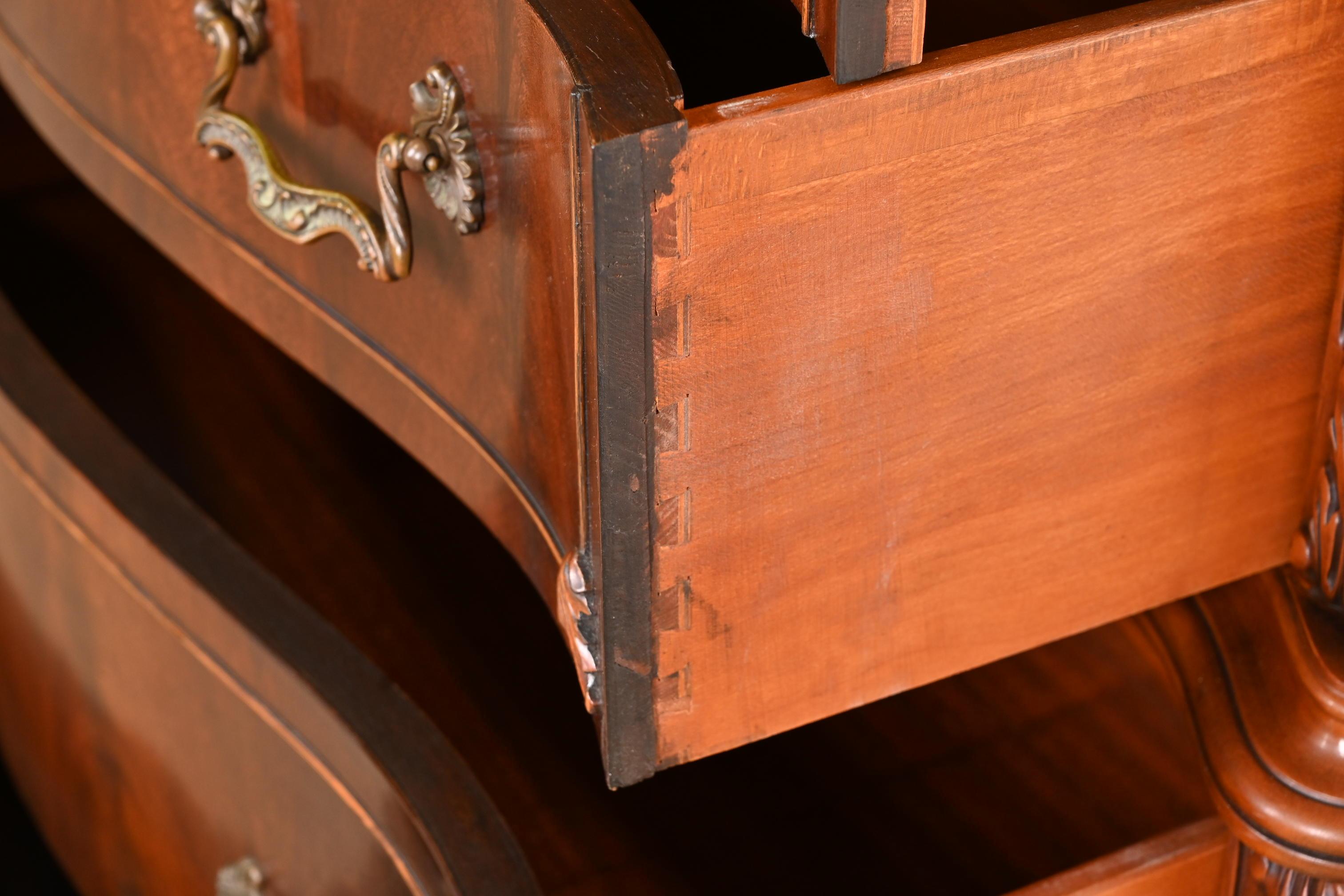 Romweber French Provincial Louis XV Flame Mahogany Highboy Dresser, Circa 1920s 1