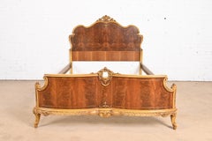 Romweber French Provincial Louis XV Mahogany and Parcel Painted Full Size Bed