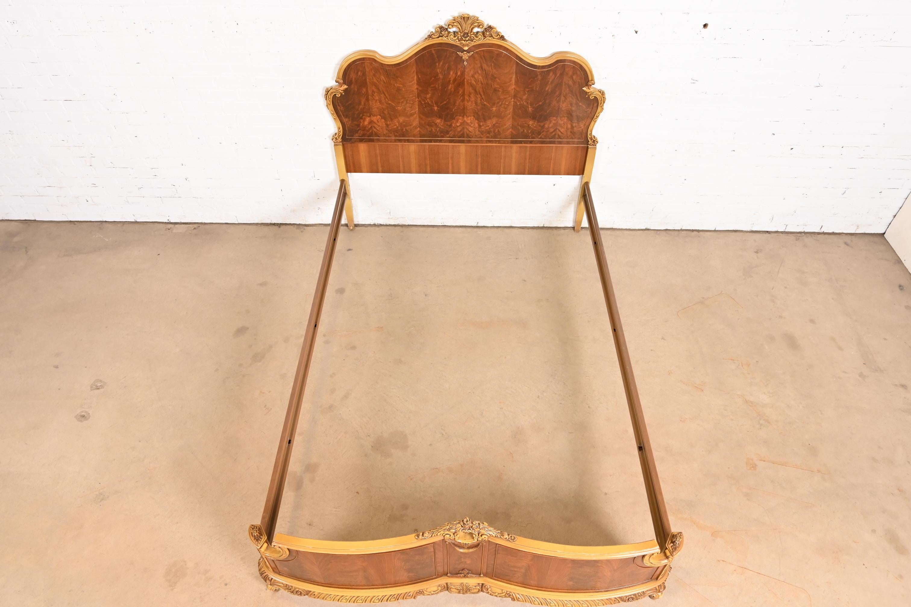 Romweber French Provincial Louis XV Mahogany and Parcel Painted Full Size Bed For Sale 1