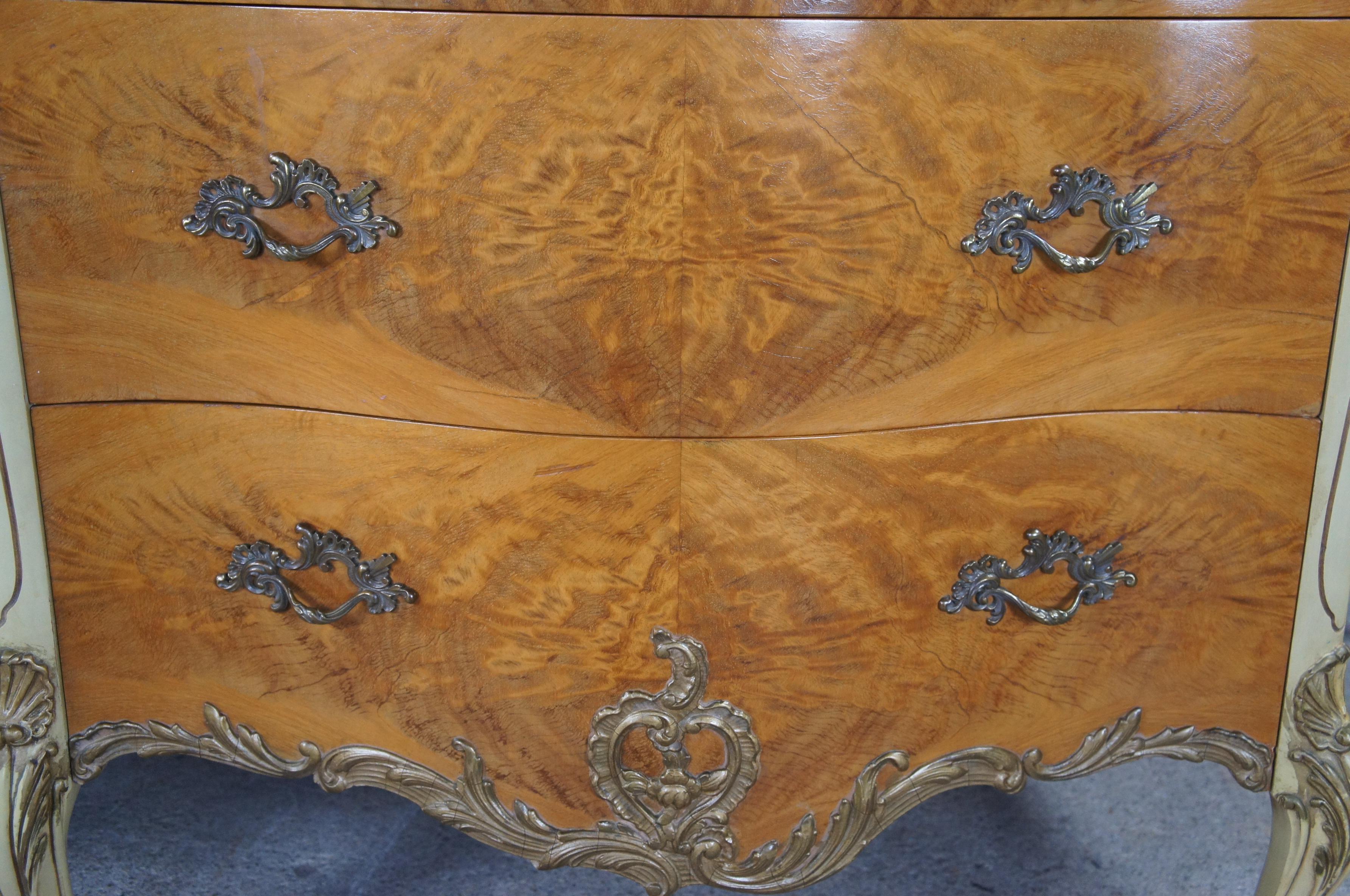 Romweber French Provincial Louis XV Rococo Serpentine Burled Double Dresser 1