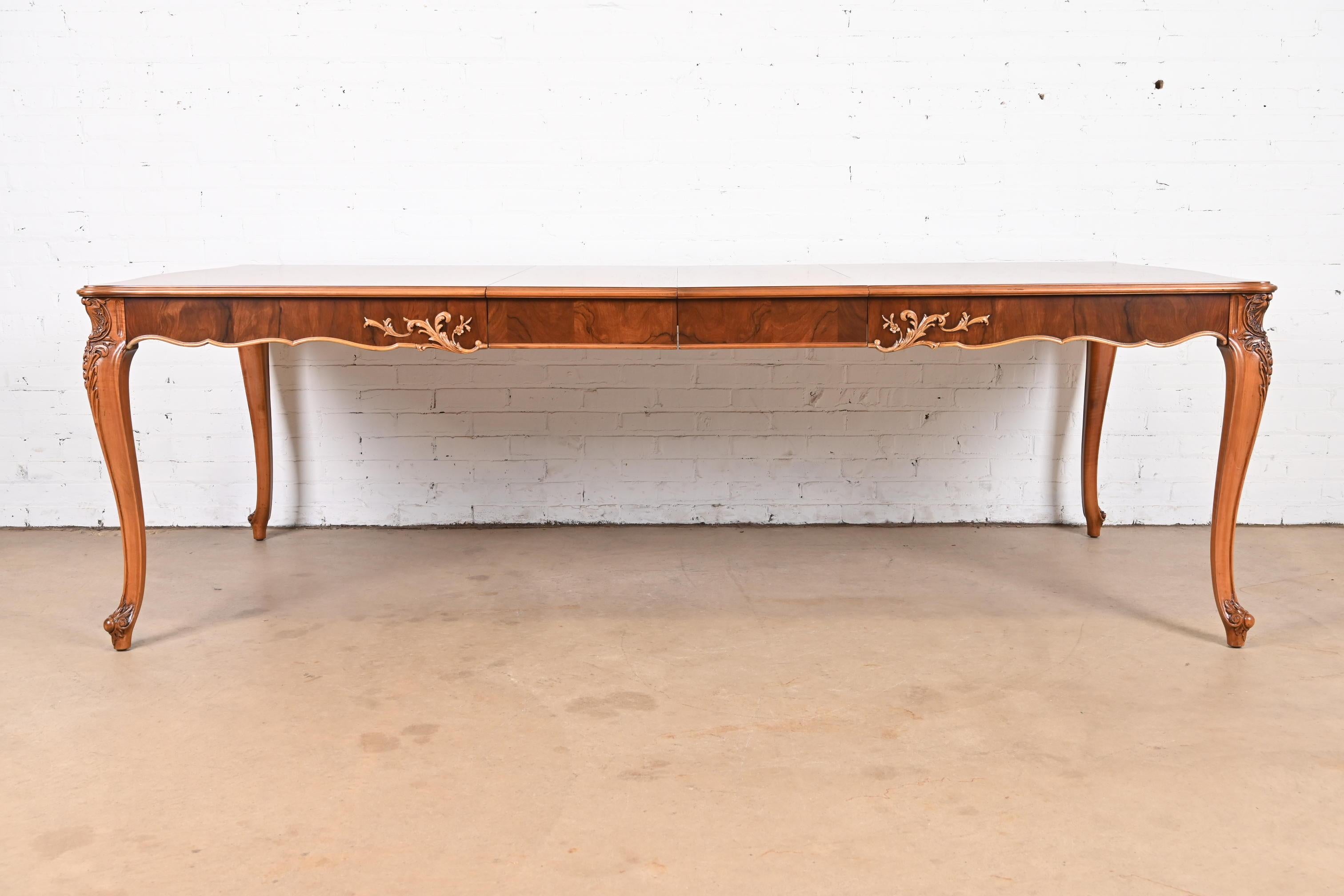 Early 20th Century Romweber French Provincial Louis XV Rosewood Dining Table, Newly Refinished