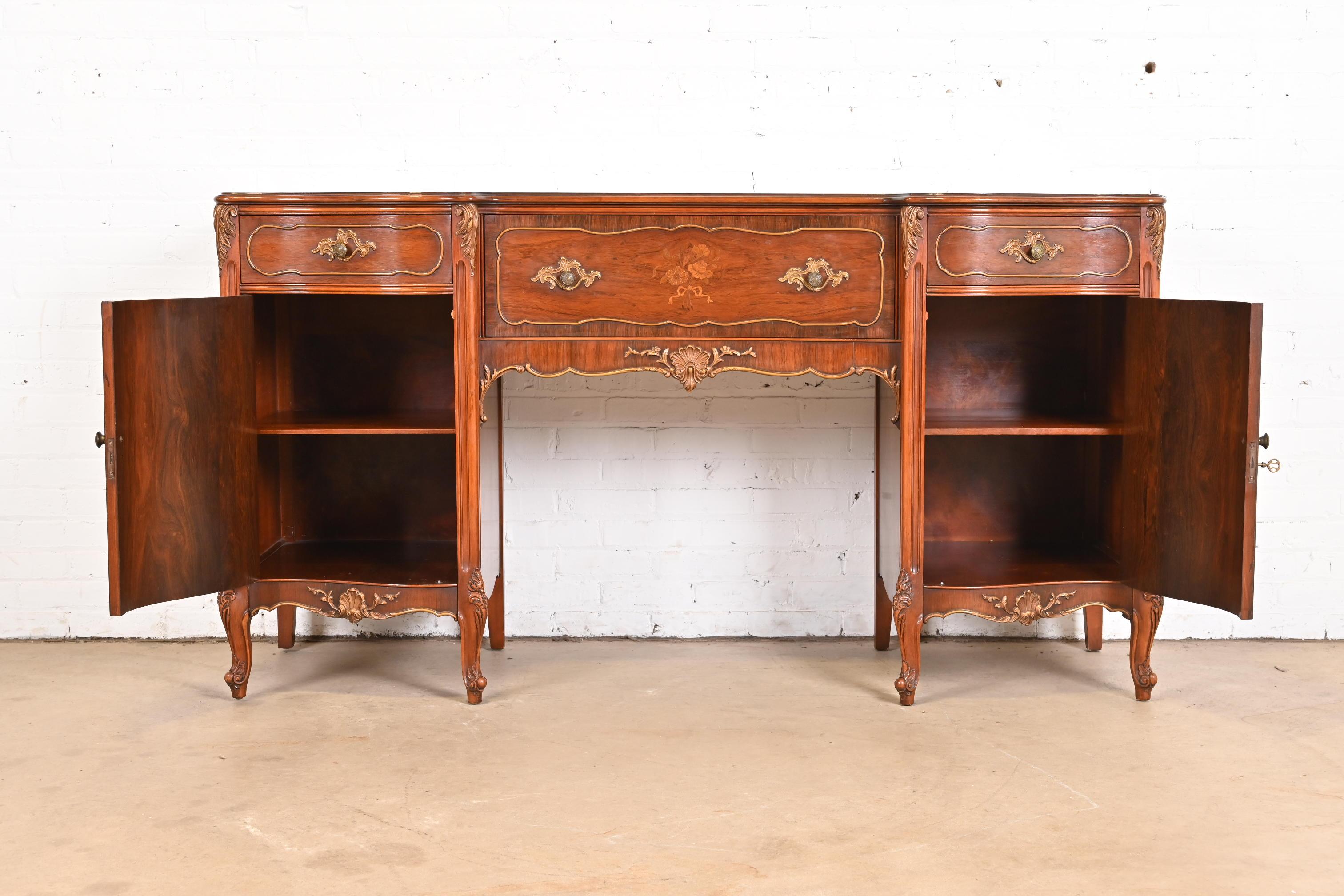 Romweber French Provincial Louis XV Rosewood Sideboard Credenza, Circa 1920s 5