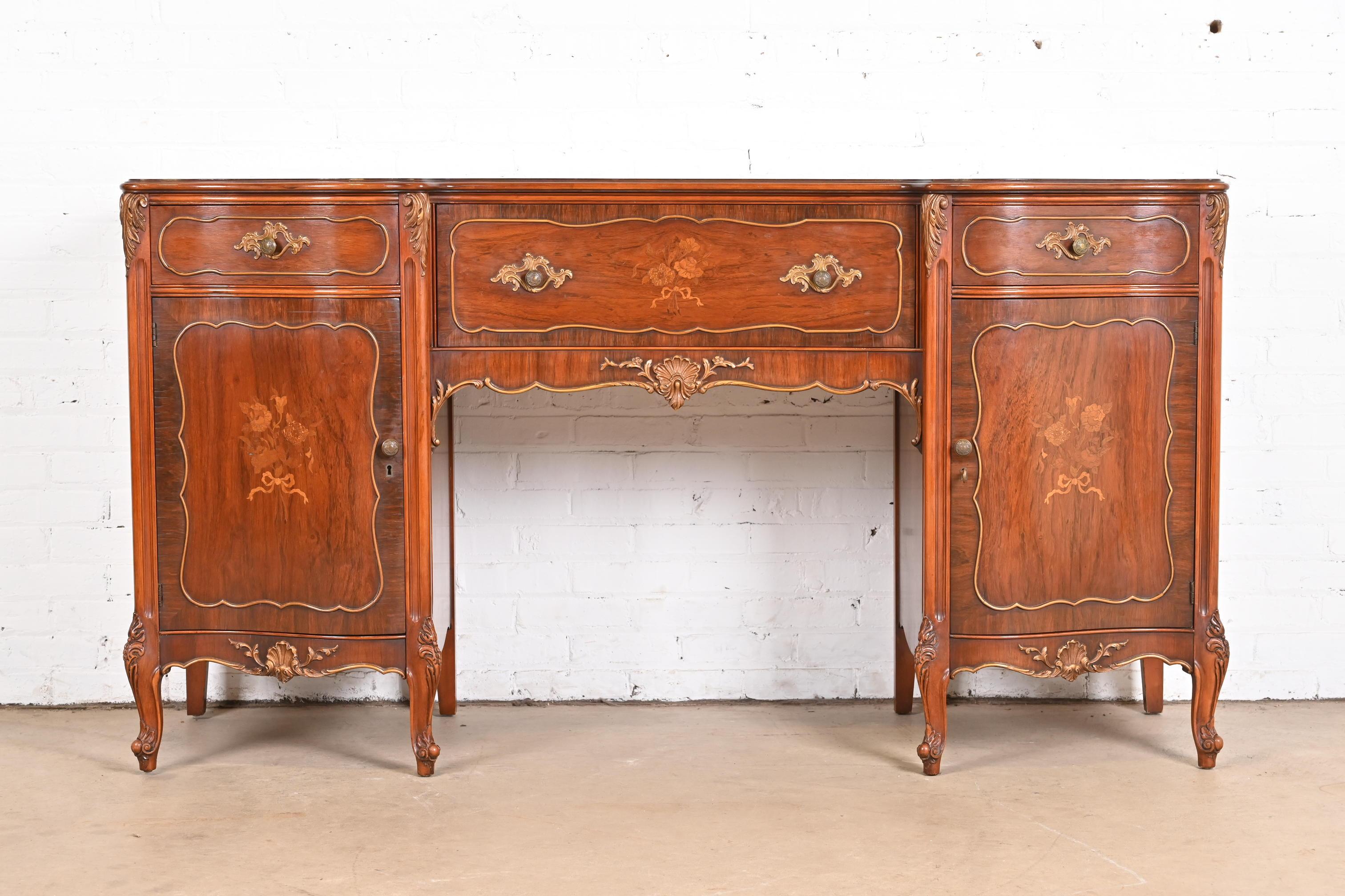 American Romweber French Provincial Louis XV Rosewood Sideboard Credenza, Circa 1920s