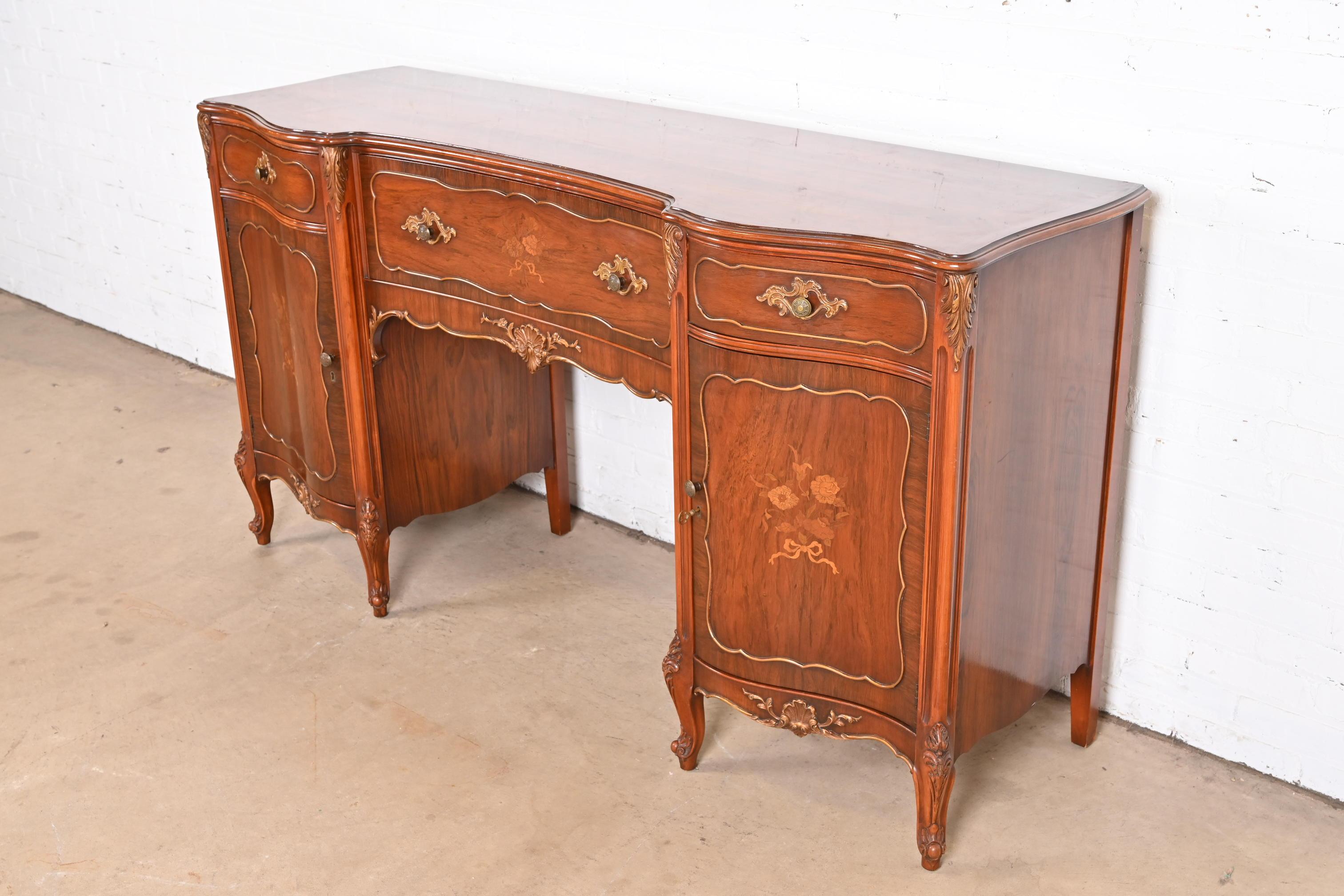 Romweber French Provincial Louis XV Rosewood Sideboard Credenza, Circa 1920s In Good Condition In South Bend, IN