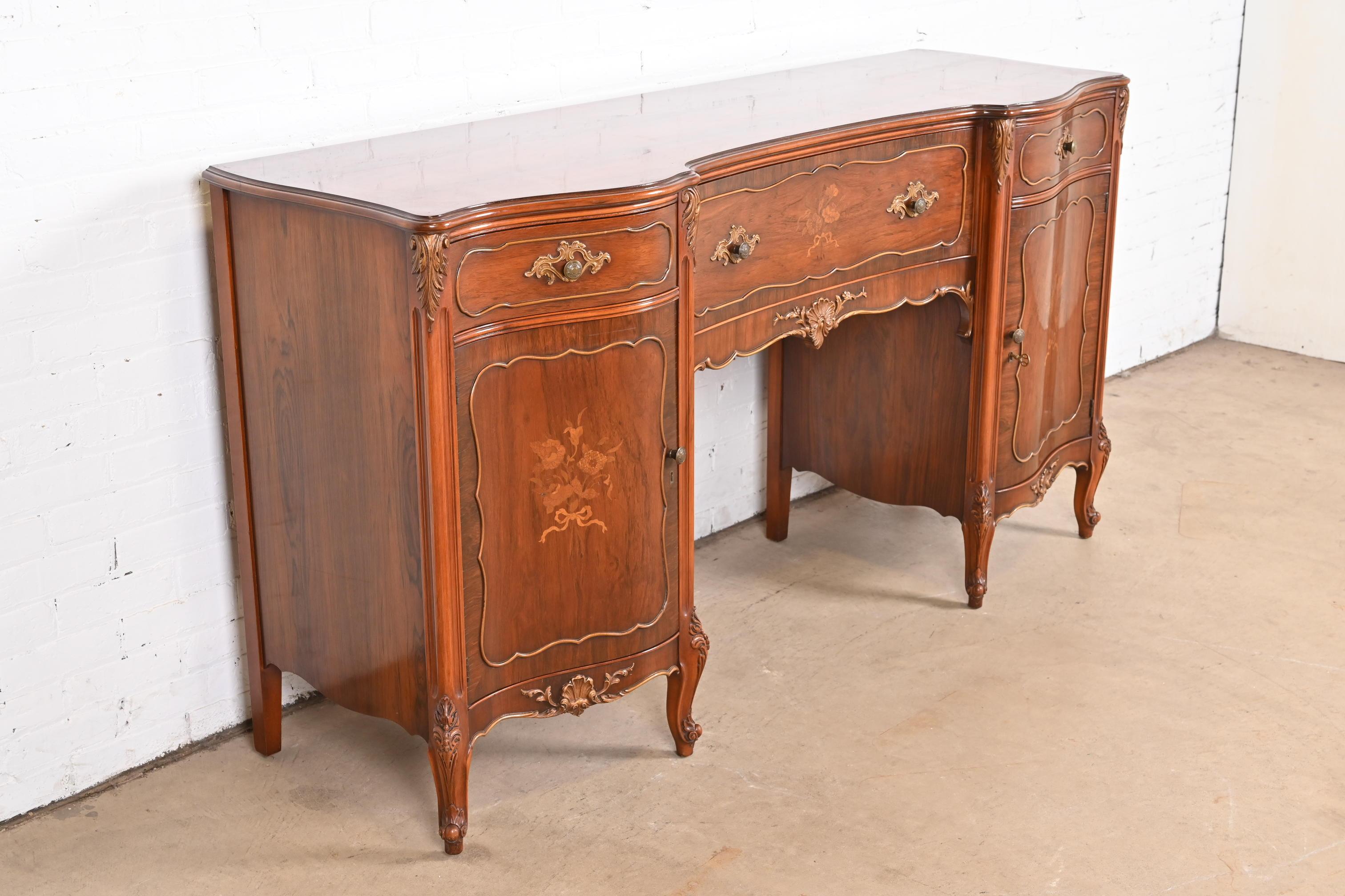 Early 20th Century Romweber French Provincial Louis XV Rosewood Sideboard Credenza, Circa 1920s