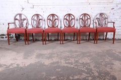 Romweber French Regency Carved Mahogany Shield Back Dining Chairs, Set of Six