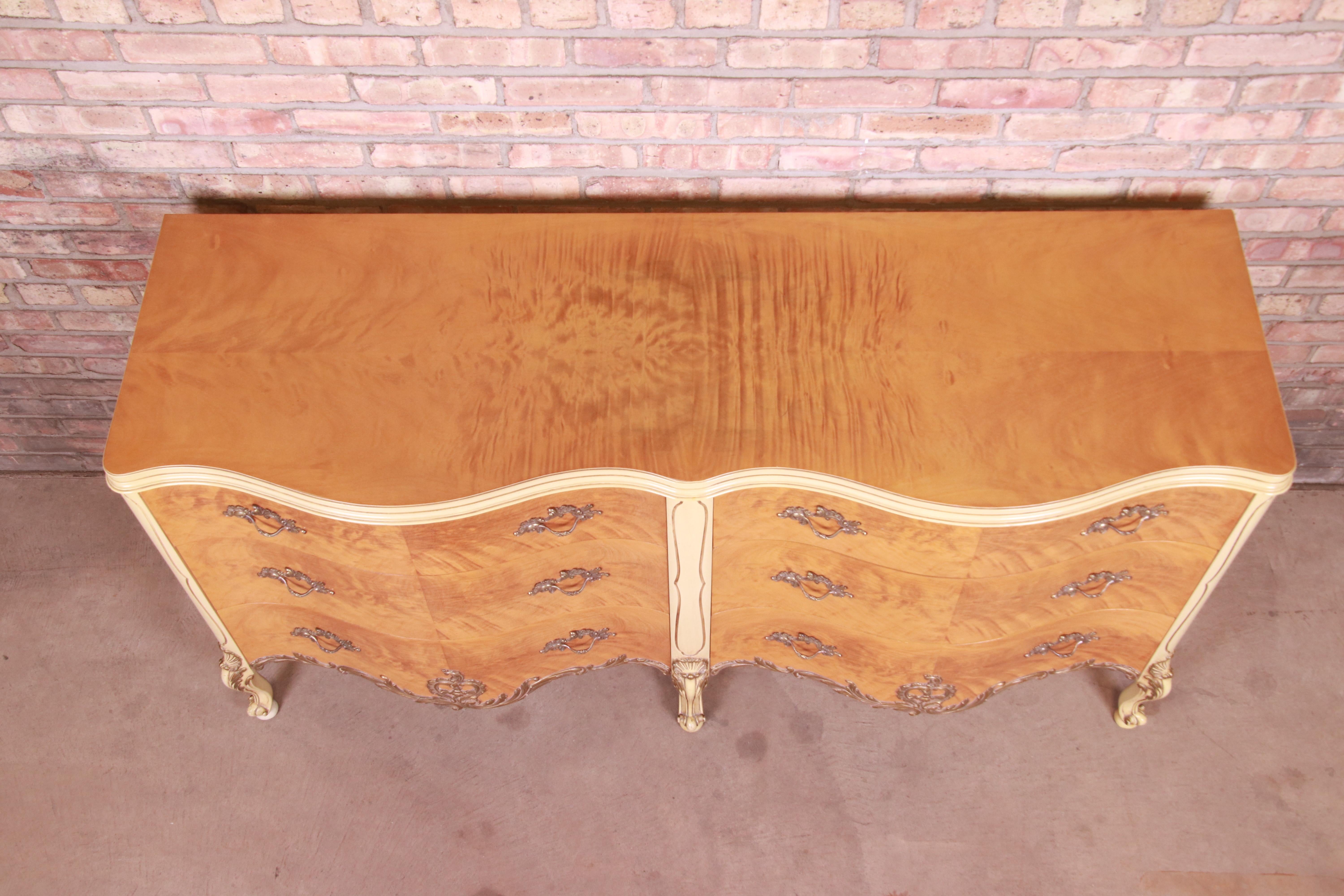 Romweber French Rococo Louis XV Burl Wood Dresser or Credenza, Circa 1930s 5