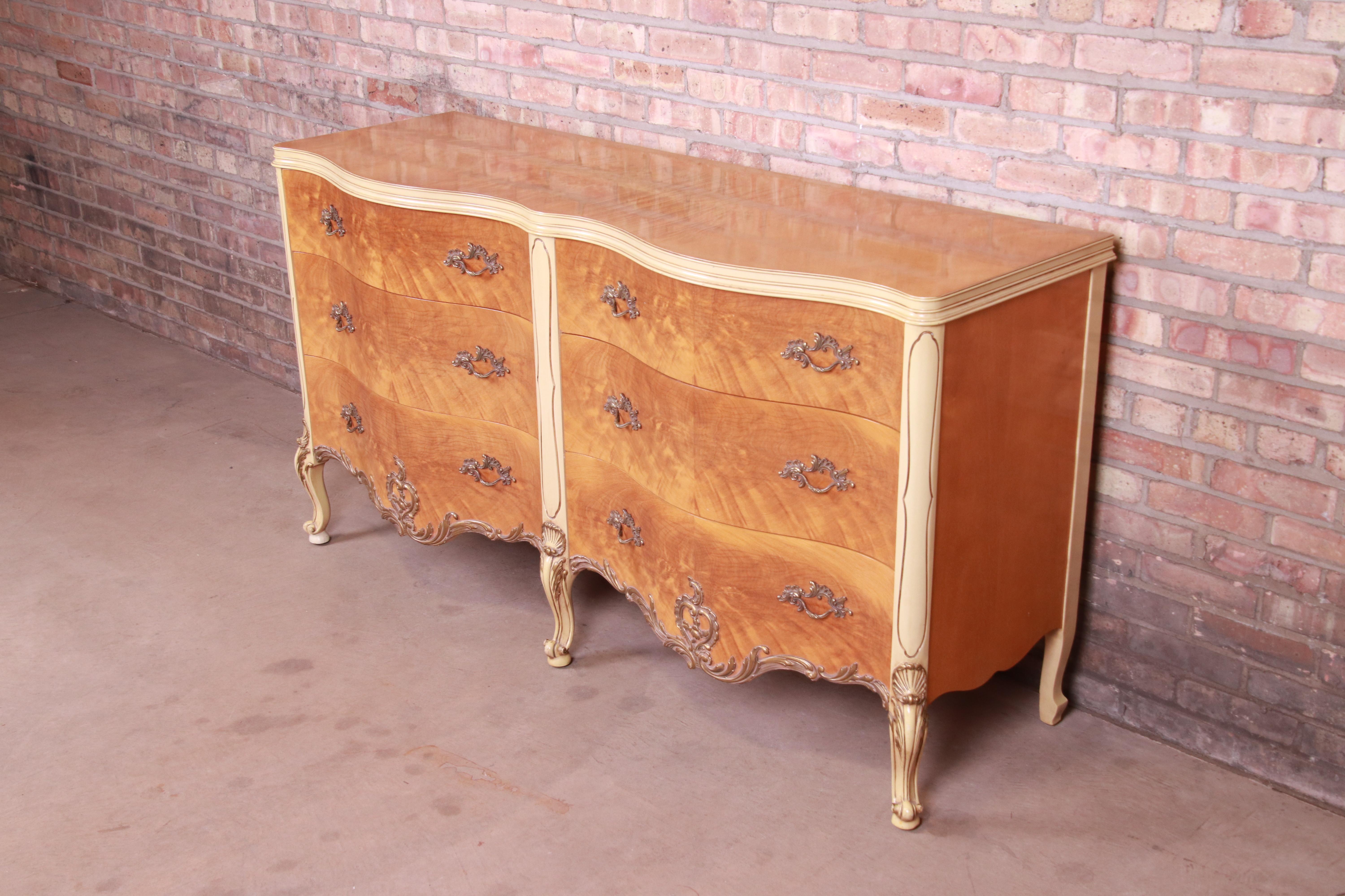 American Romweber French Rococo Louis XV Burl Wood Dresser or Credenza, Circa 1930s