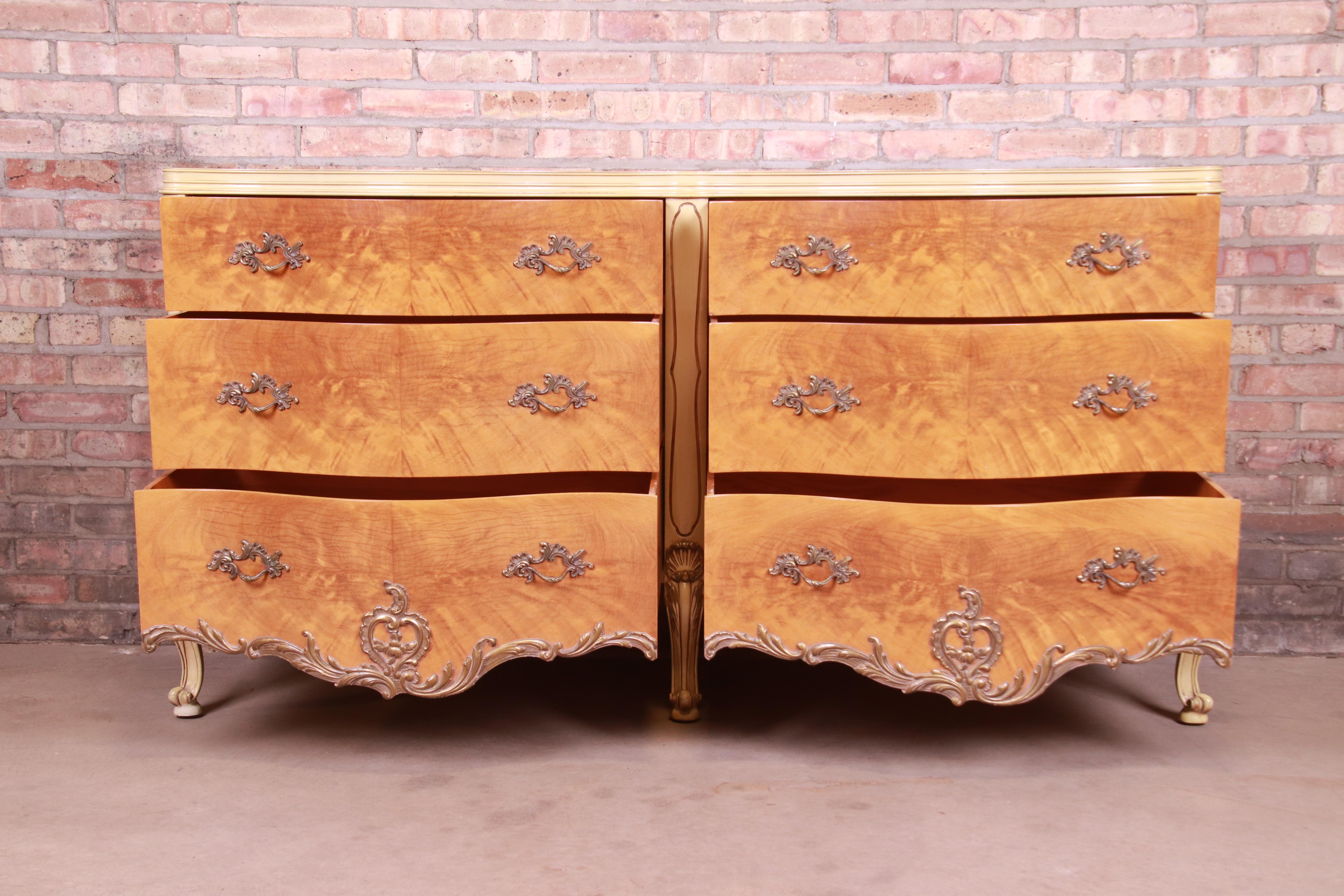Romweber French Rococo Louis XV Burl Wood Dresser or Credenza, Circa 1930s 1