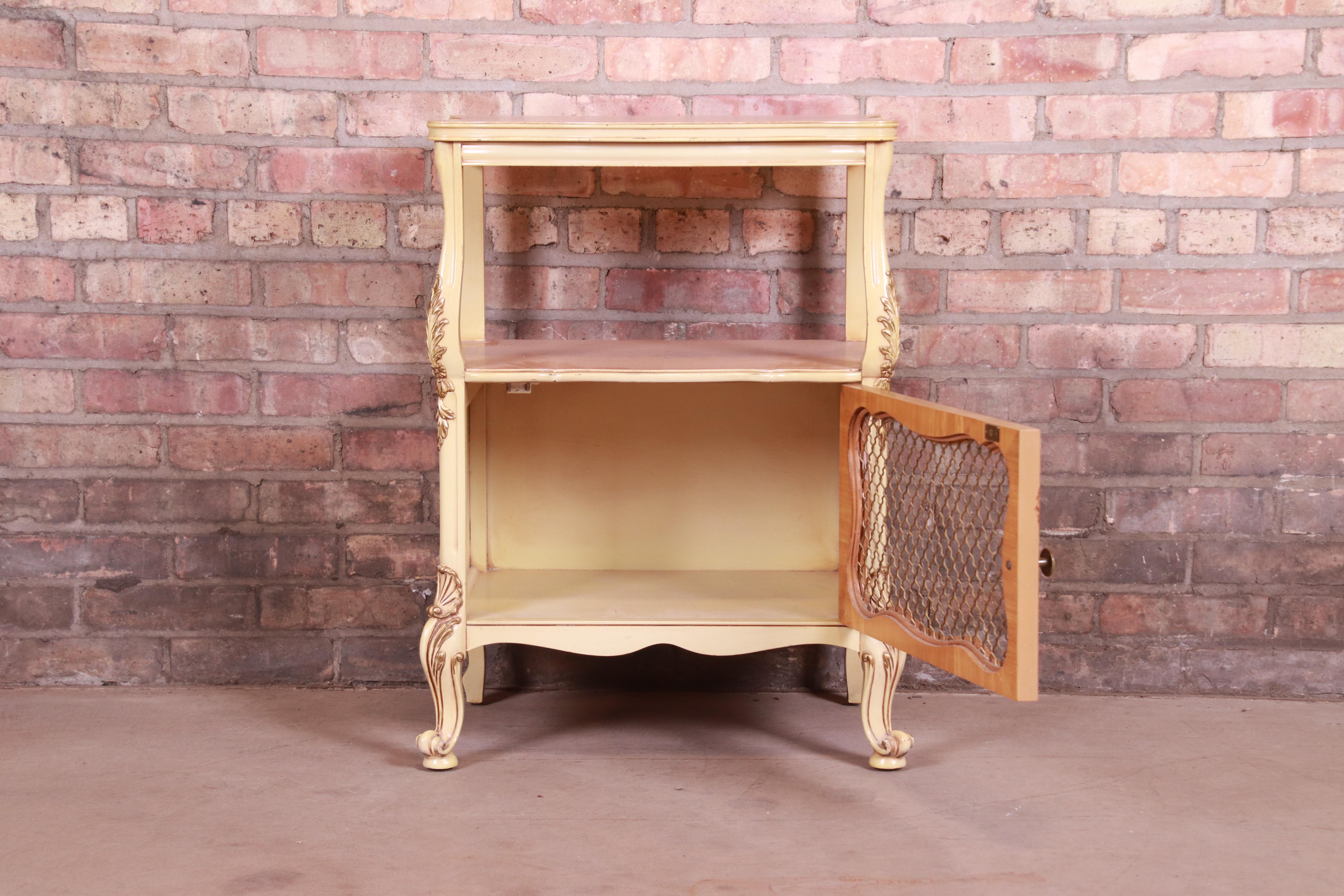 Romweber French Rococo Louis XV Burl Wood Nightstand, Circa 1930s 4