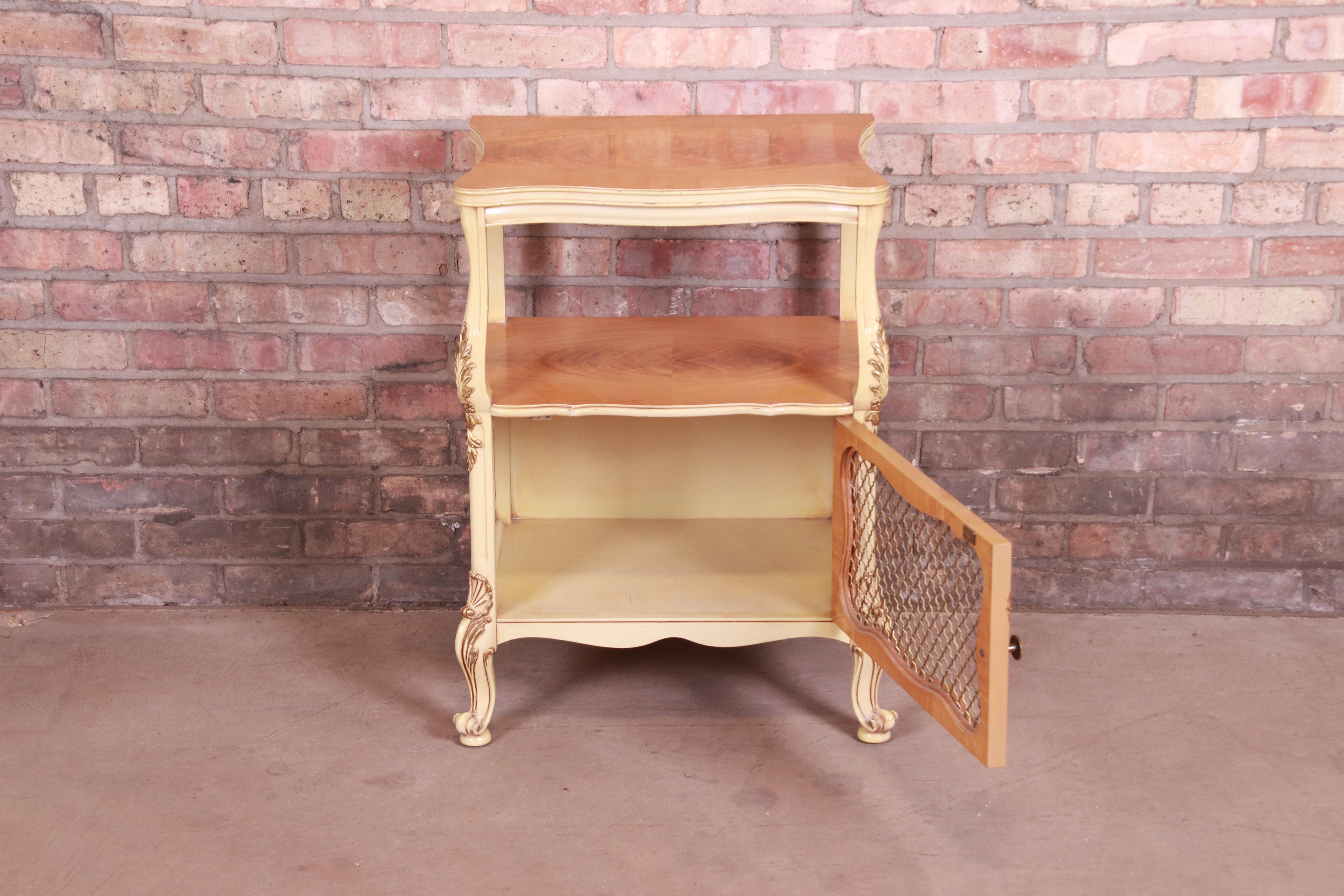 Romweber French Rococo Louis XV Burl Wood Nightstand, Circa 1930s 5