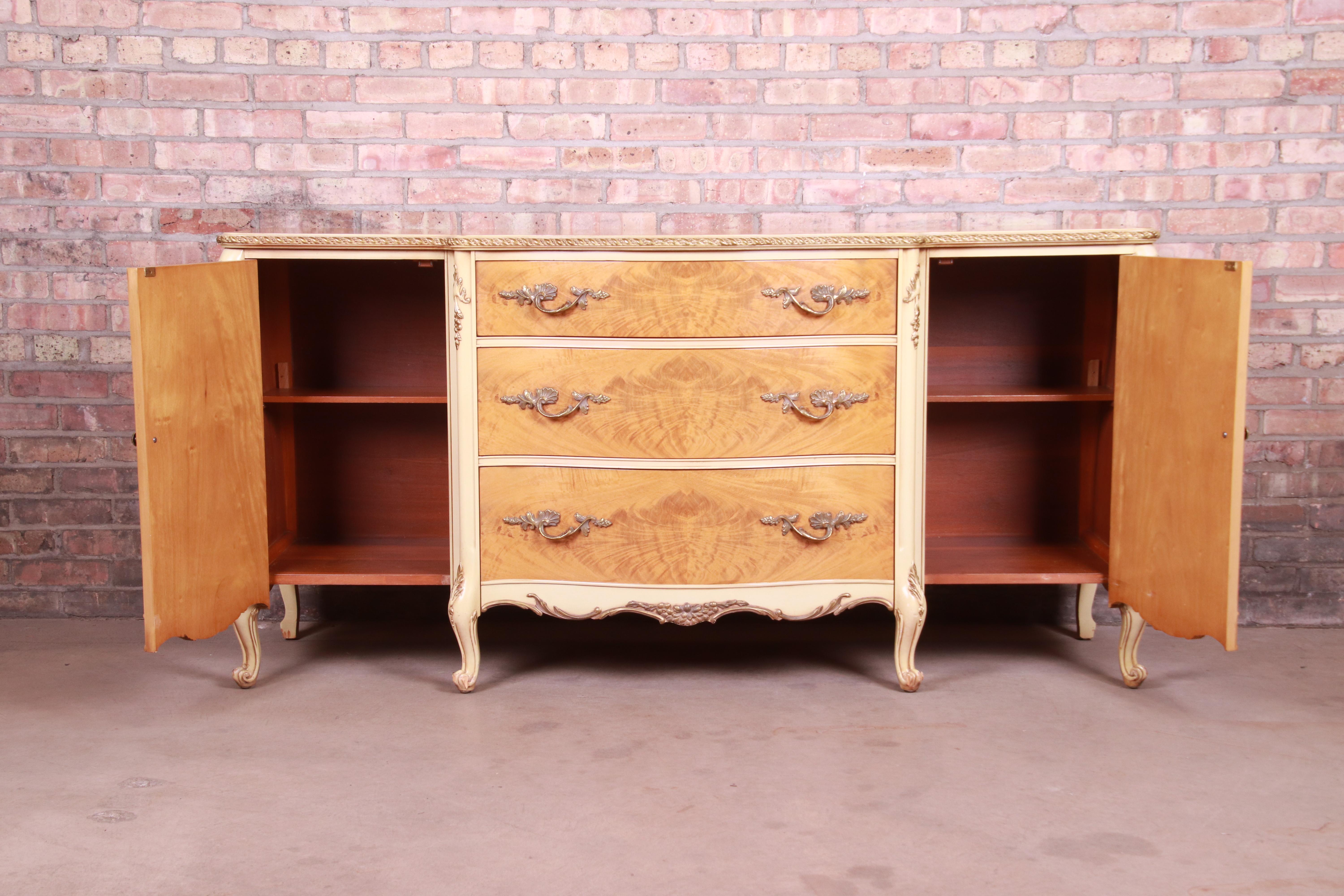 Romweber French Rococo Louis XV Burl Wood Sideboard Credenza, Circa 1930s 4