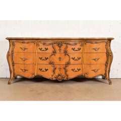 Romweber French Rococo Louis XV Carved Satinwood Long Dresser or Credenza