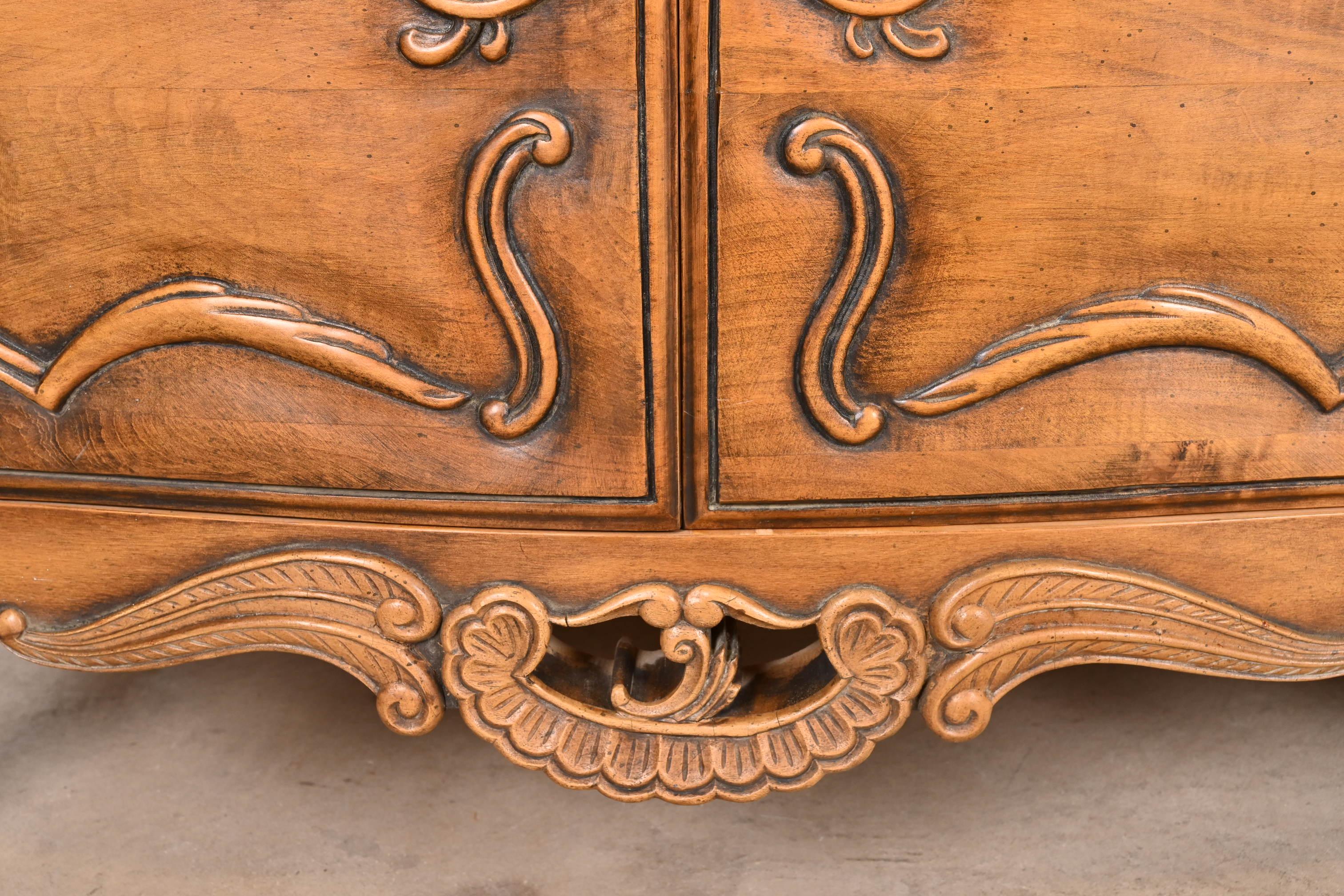 Romweber French Rococo Louis XV Carved Walnut Sideboard or Credenza For Sale 4