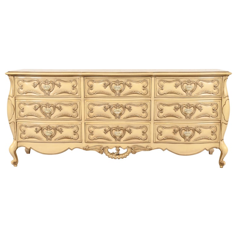 Romweber French Rococo Louis XV Cream Lacquered Nine-Drawer Dresser, Circa  1960s For Sale at 1stDibs