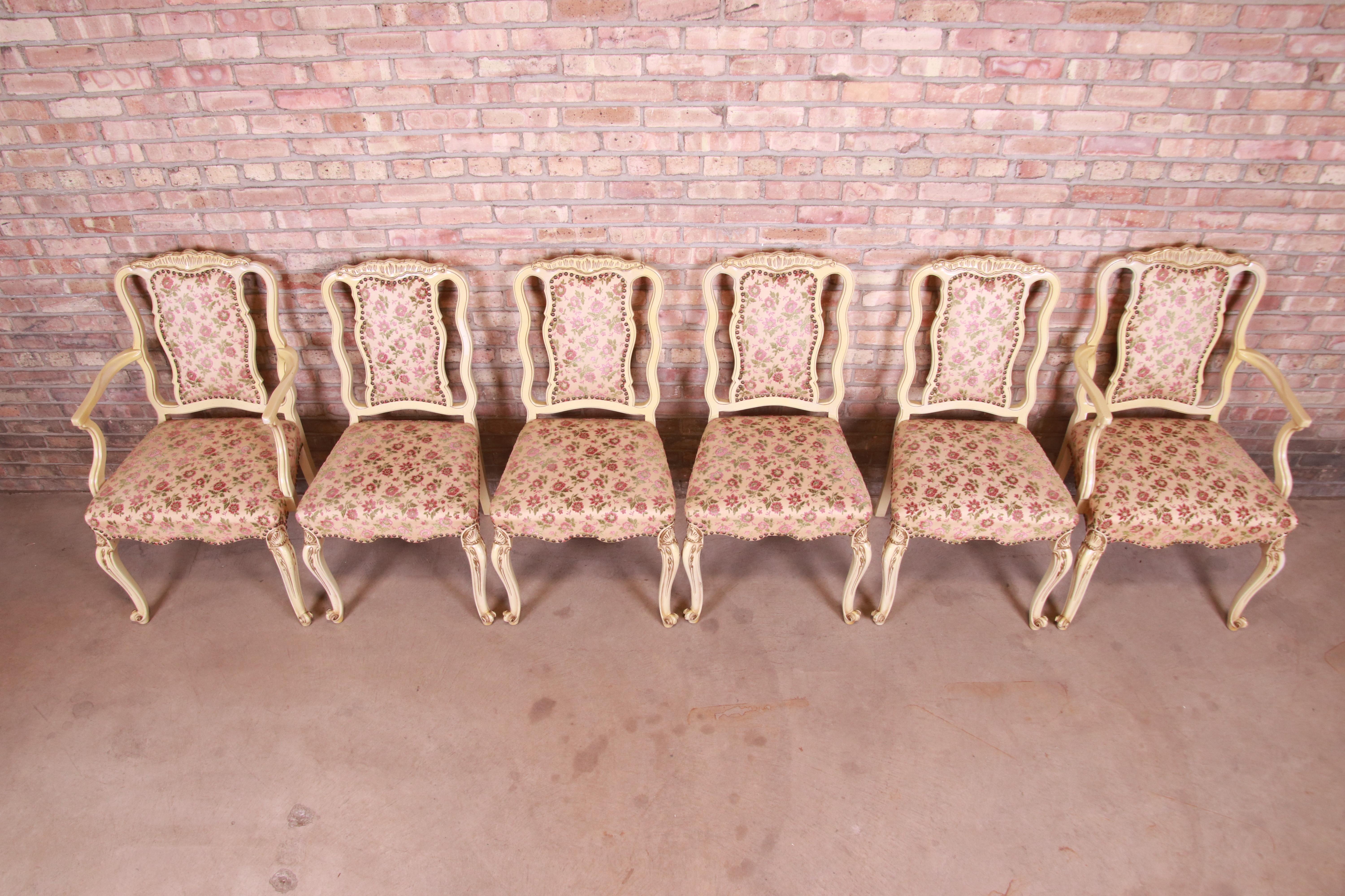 Upholstery Romweber French Rococo Louis XV Dining Chairs, Set of Six