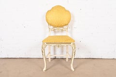 Romweber French Rococo Louis XV Painted and Parcel Gilt Upholstered Side Chair