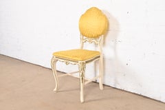 Romweber French Rococo Louis XV Painted and Parcel Gilt Upholstered Side Chair