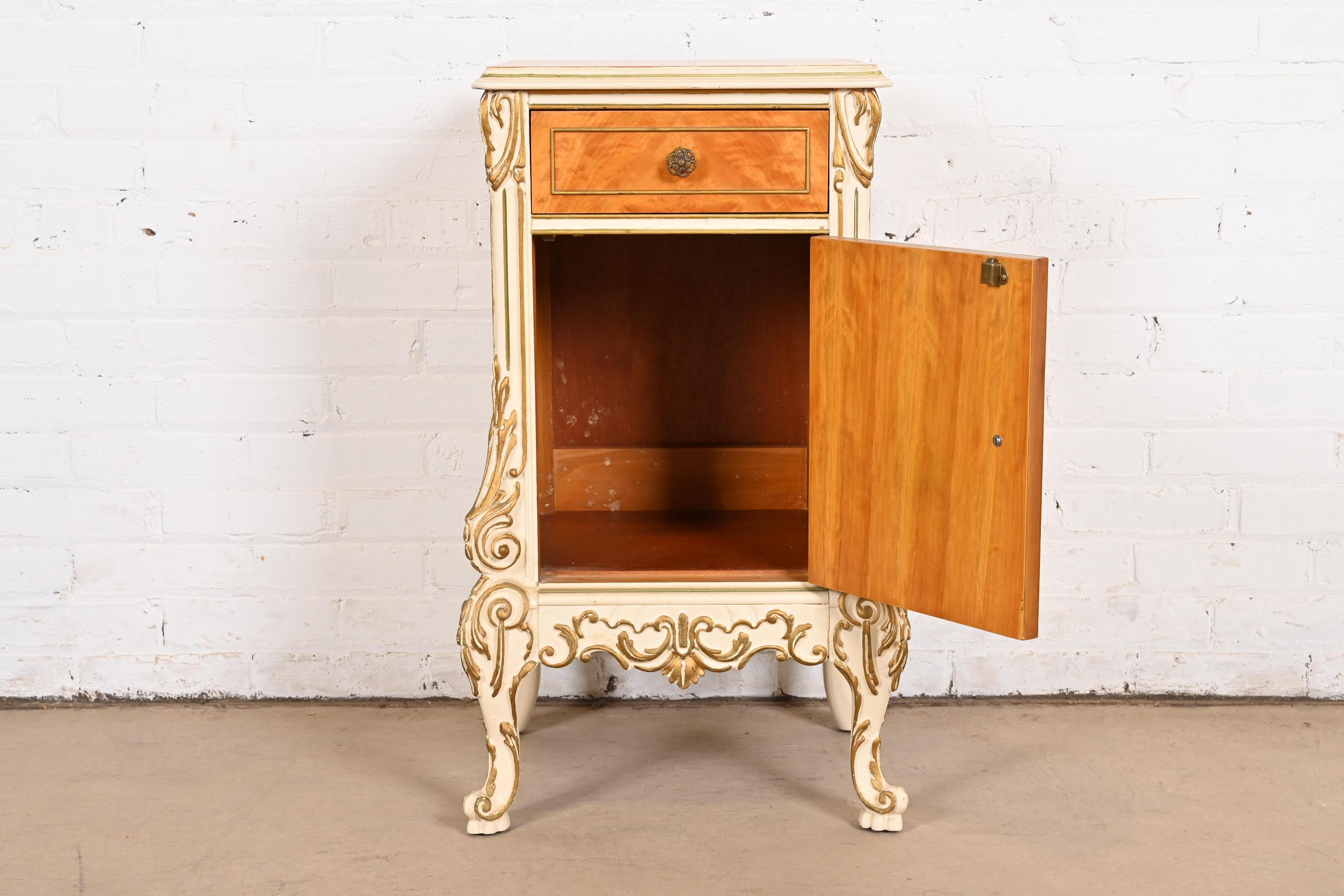Romweber French Rococo Louis XV Satinwood and Parcel Painted Nightstand, 1930s 8