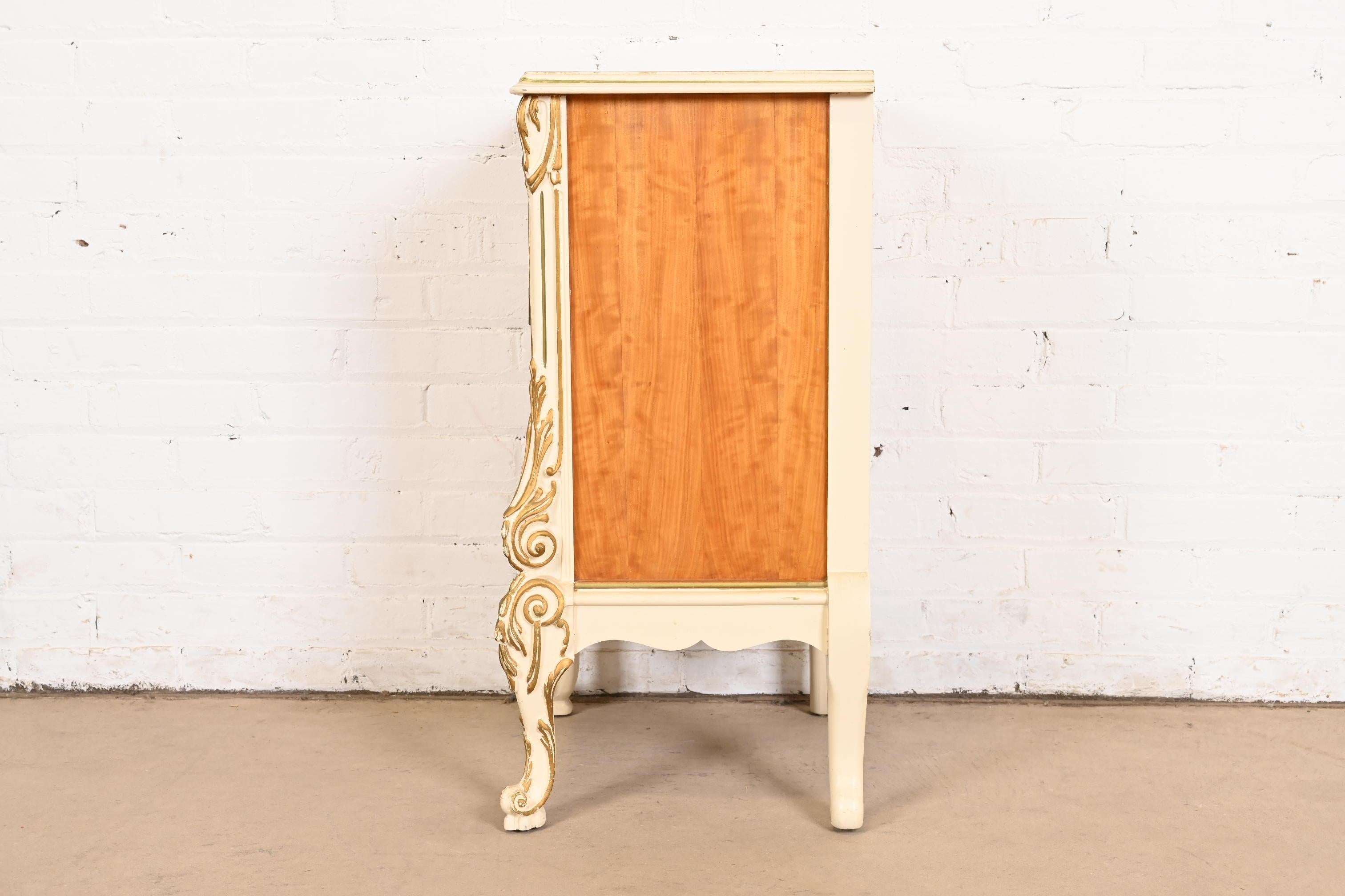 Romweber French Rococo Louis XV Satinwood and Parcel Painted Nightstand, 1930s 10