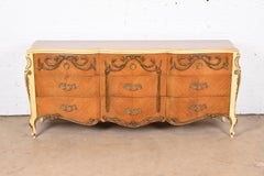 Romweber French Rococo Louis XV Satinwood and Parcel Painted Triple Dresser