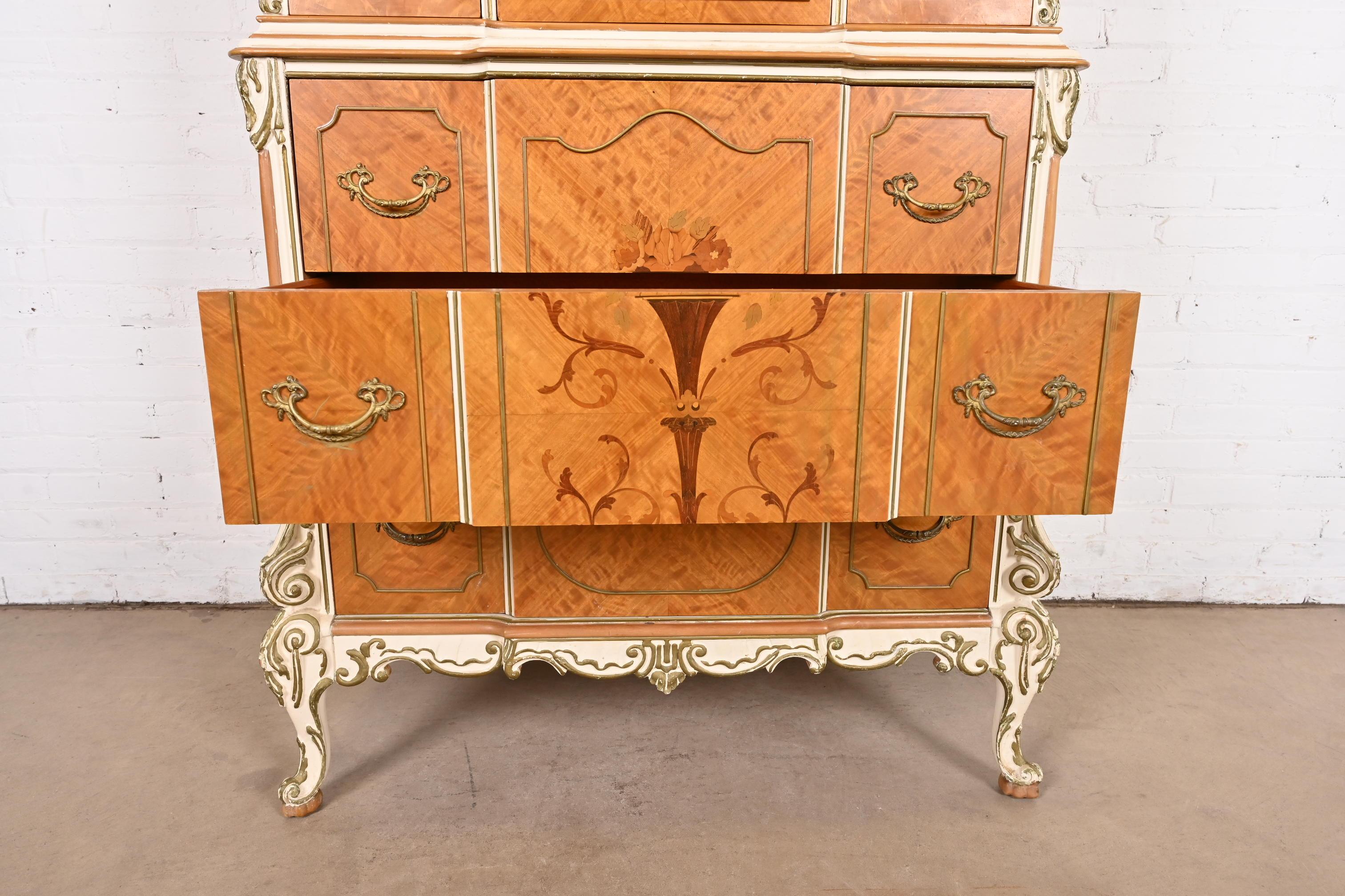 Romweber French Rococo Louis XV Satinwood Inlaid Marquetry Gentlemen's Chest For Sale 7