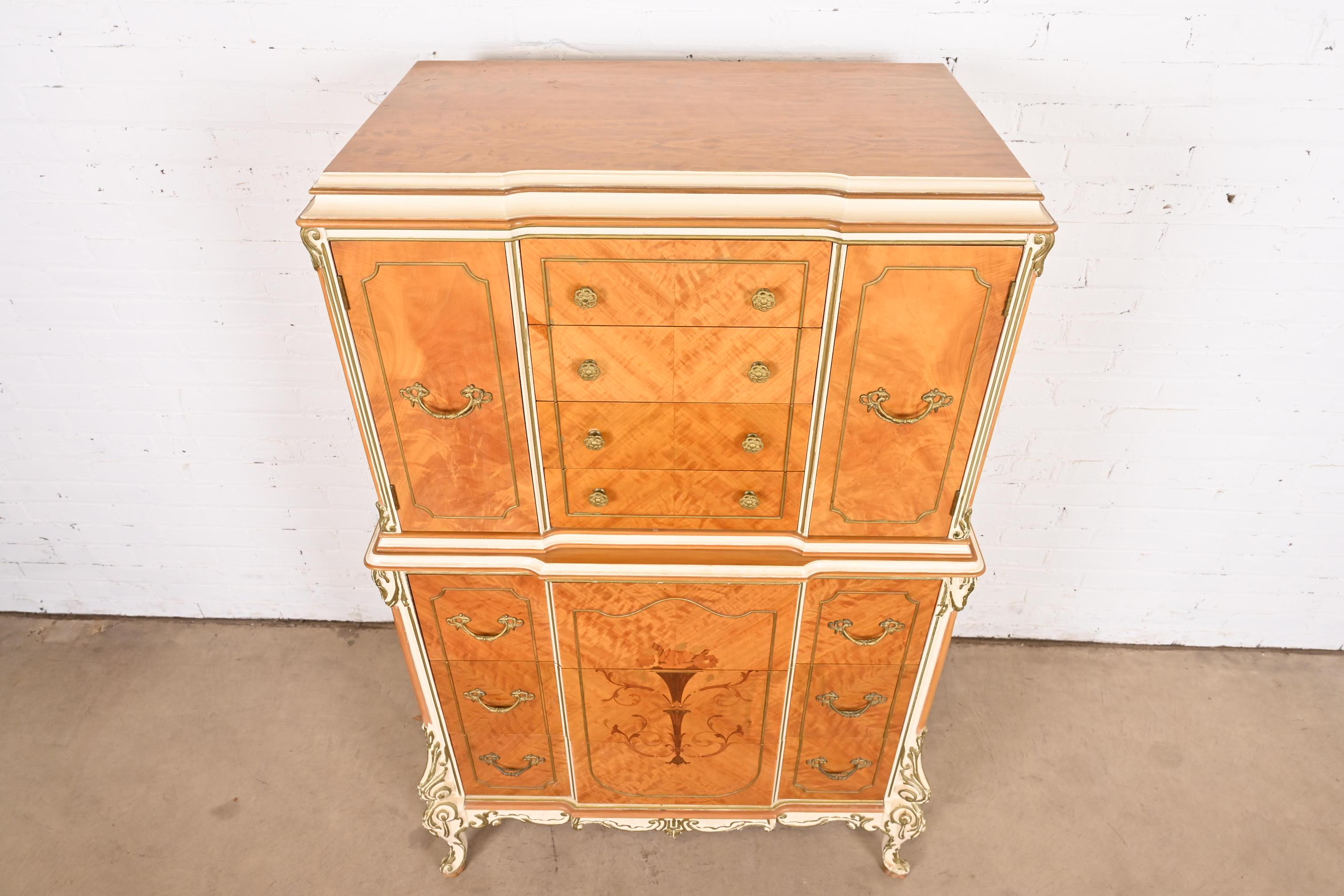 Romweber French Rococo Louis XV Satinwood Inlaid Marquetry Gentlemen's Chest For Sale 1
