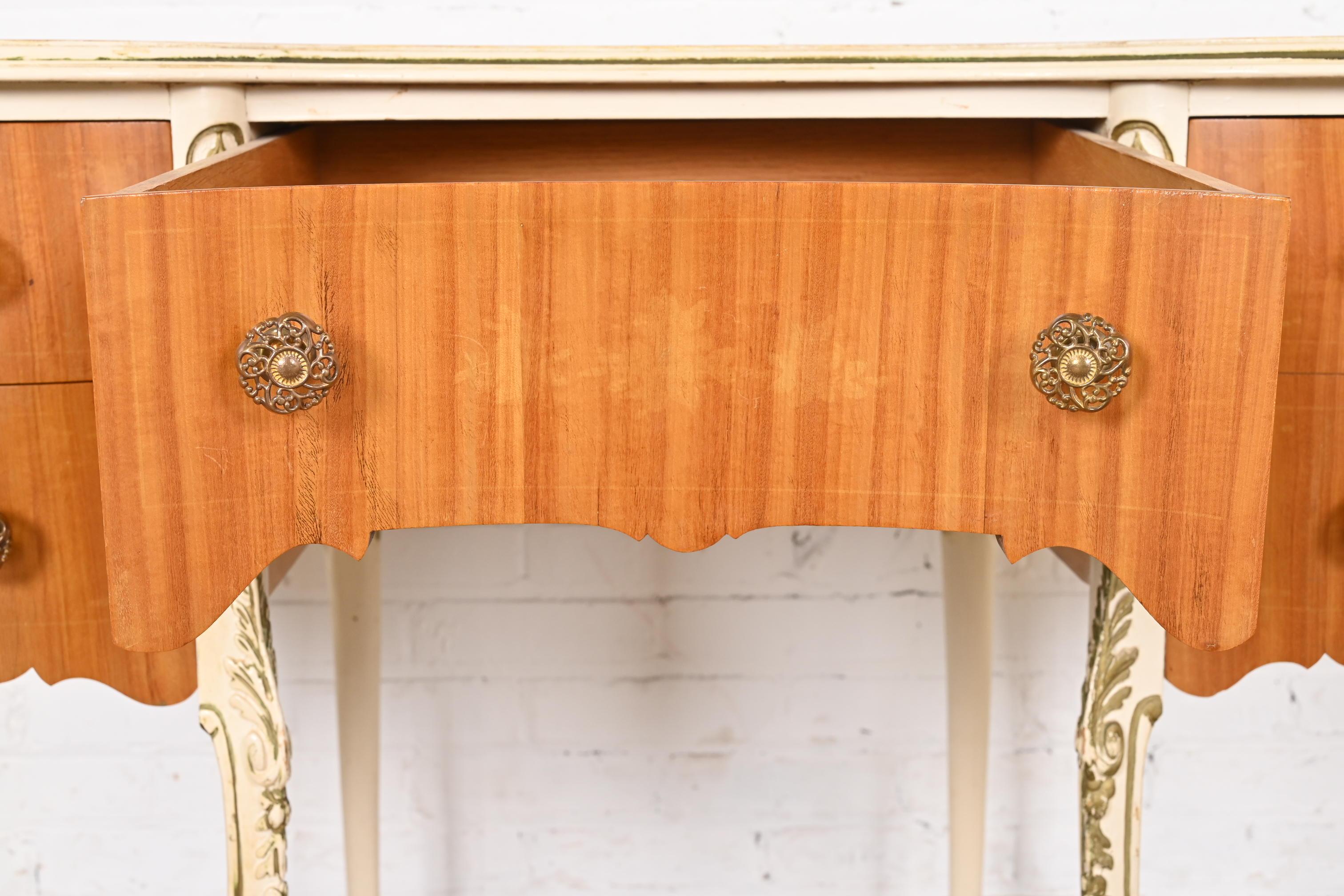 Romweber French Rococo Louis XV Satinwood Parcel Painted Kidney-Shaped Vanity 5