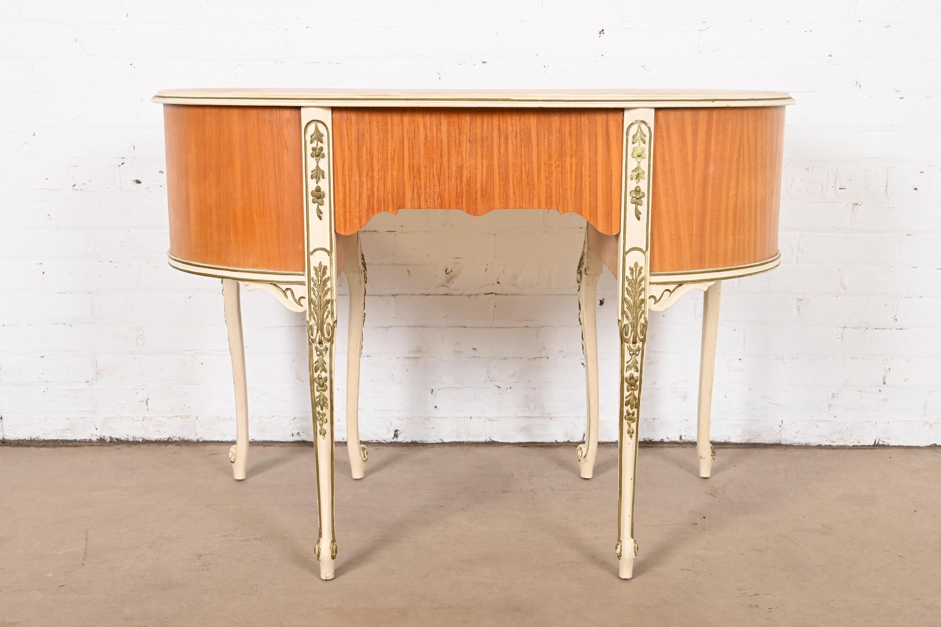 Romweber French Rococo Louis XV Satinwood Parcel Painted Kidney-Shaped Vanity 7