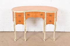 Romweber, coiffeuse française rococo Louis XV en bois de citronnier peinte en forme de rein