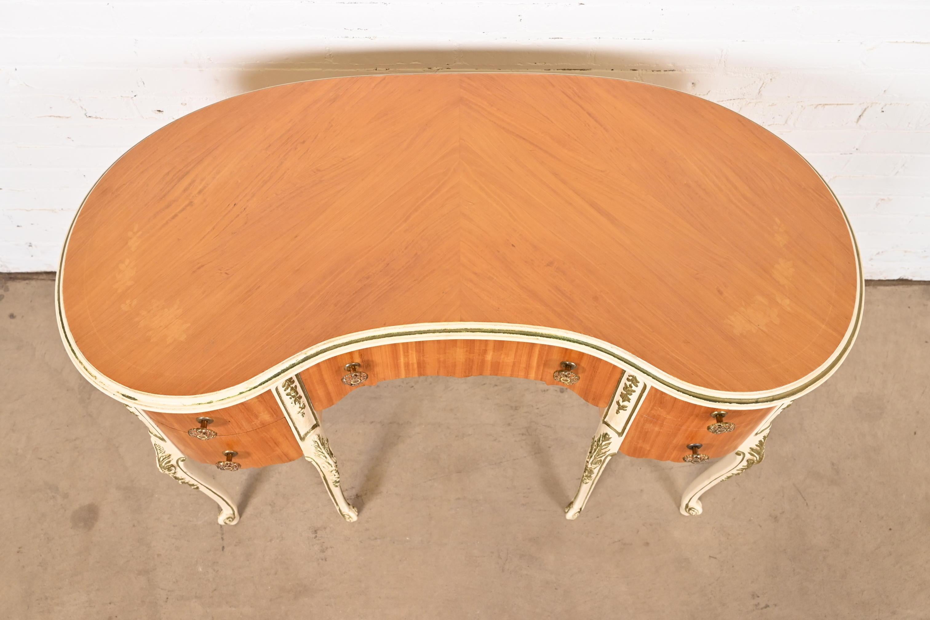 Romweber French Rococo Louis XV Satinwood Parcel Painted Kidney-Shaped Vanity 2