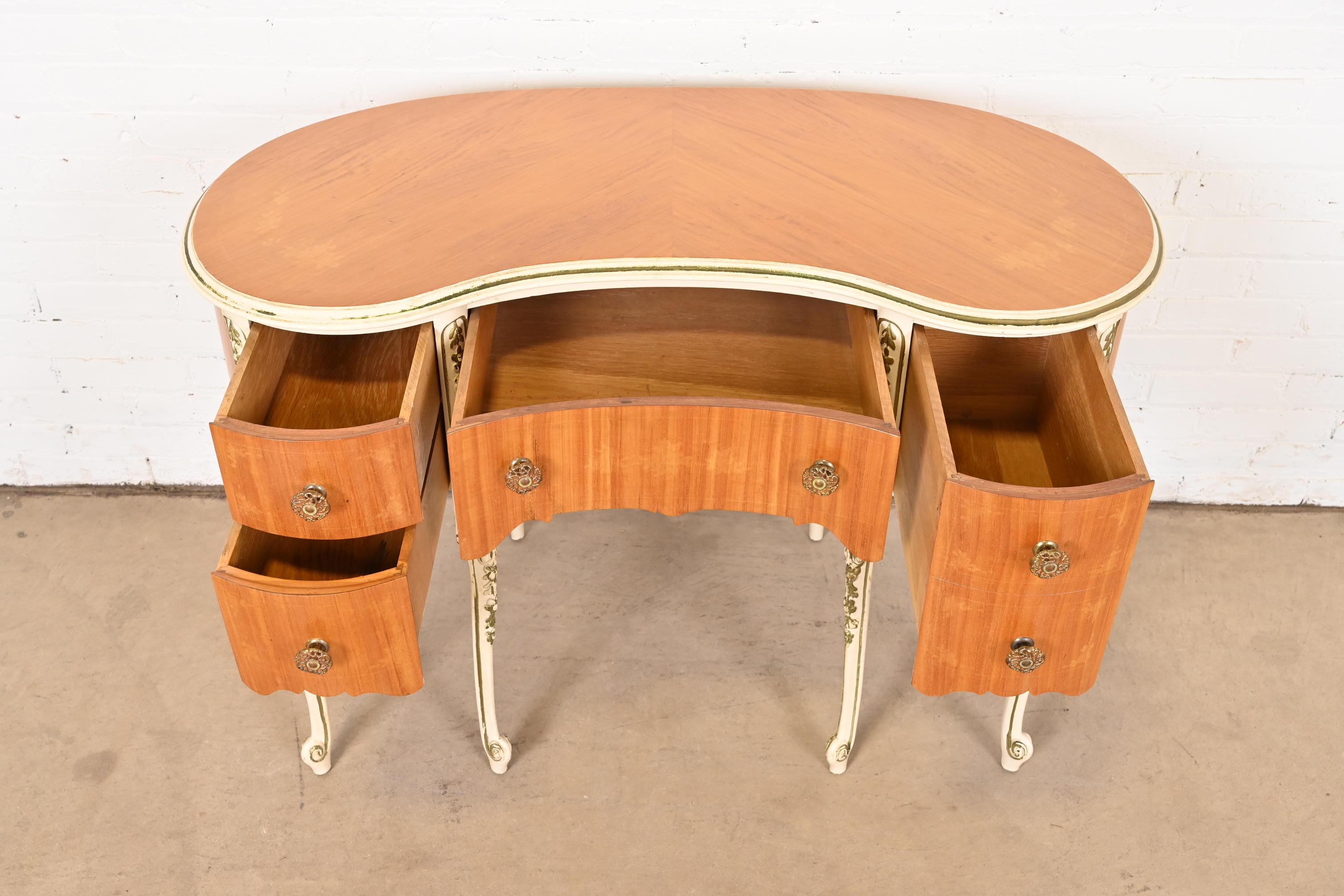 Romweber French Rococo Louis XV Satinwood Parcel Painted Kidney-Shaped Vanity 3
