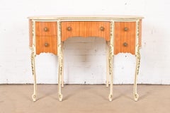 Romweber French Rococo Louis XV Satinwood Parcel Painted Kidney-Shaped Vanity