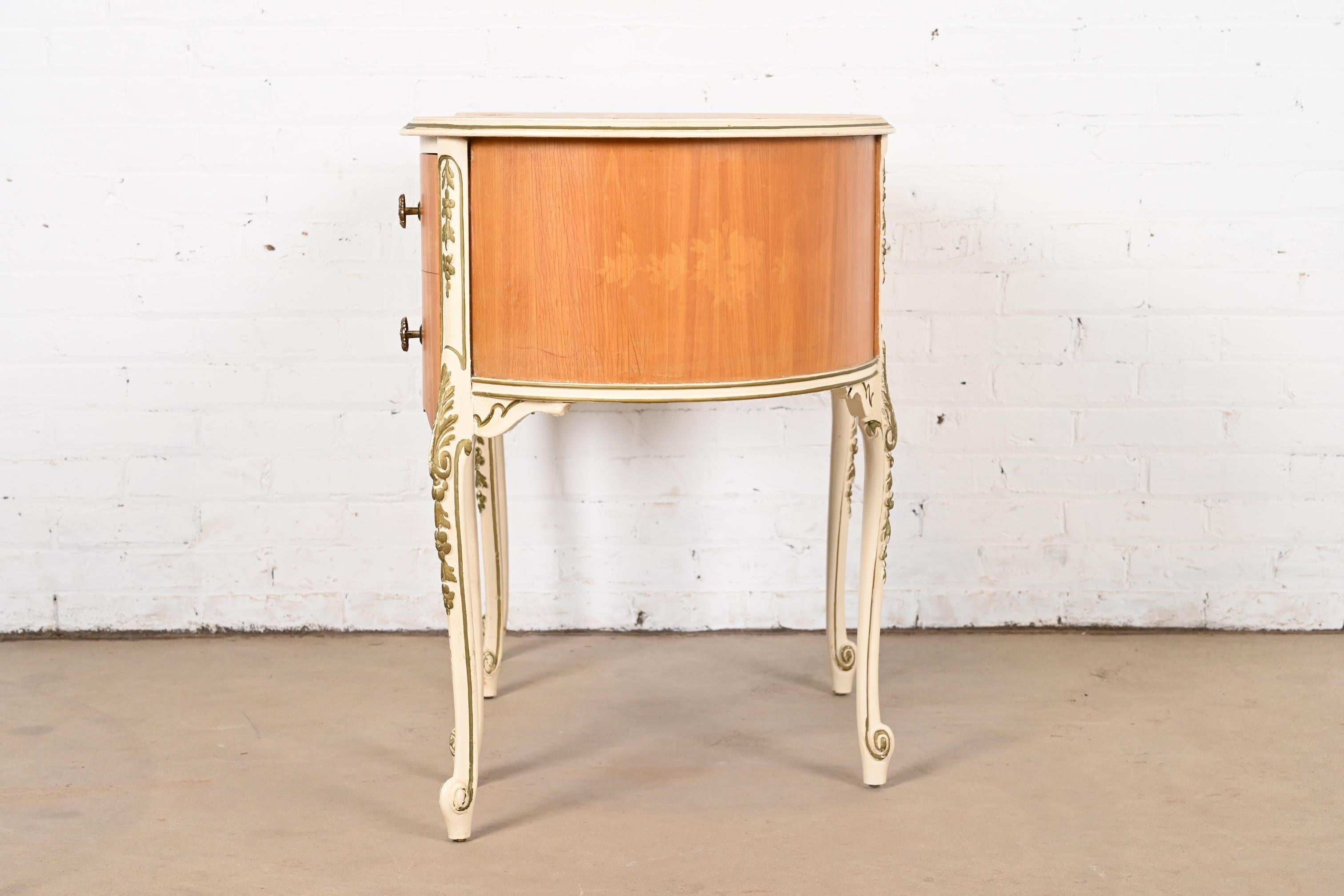 Romweber French Rococo Louis XV Satinwood Parcel Painted Vanity and Chair 1
