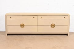 Romweber Hollywood Regency Chinoiserie Lacquered Grasscloth Dresser or Credenza