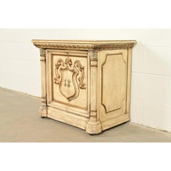 Romweber Hollywood Regency French Rococo Cream Lacquered Nightstand, Circa 1960s