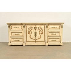 Romweber Hollywood Regency French Rococo Cream Lacquered Nine-Drawer Dresser