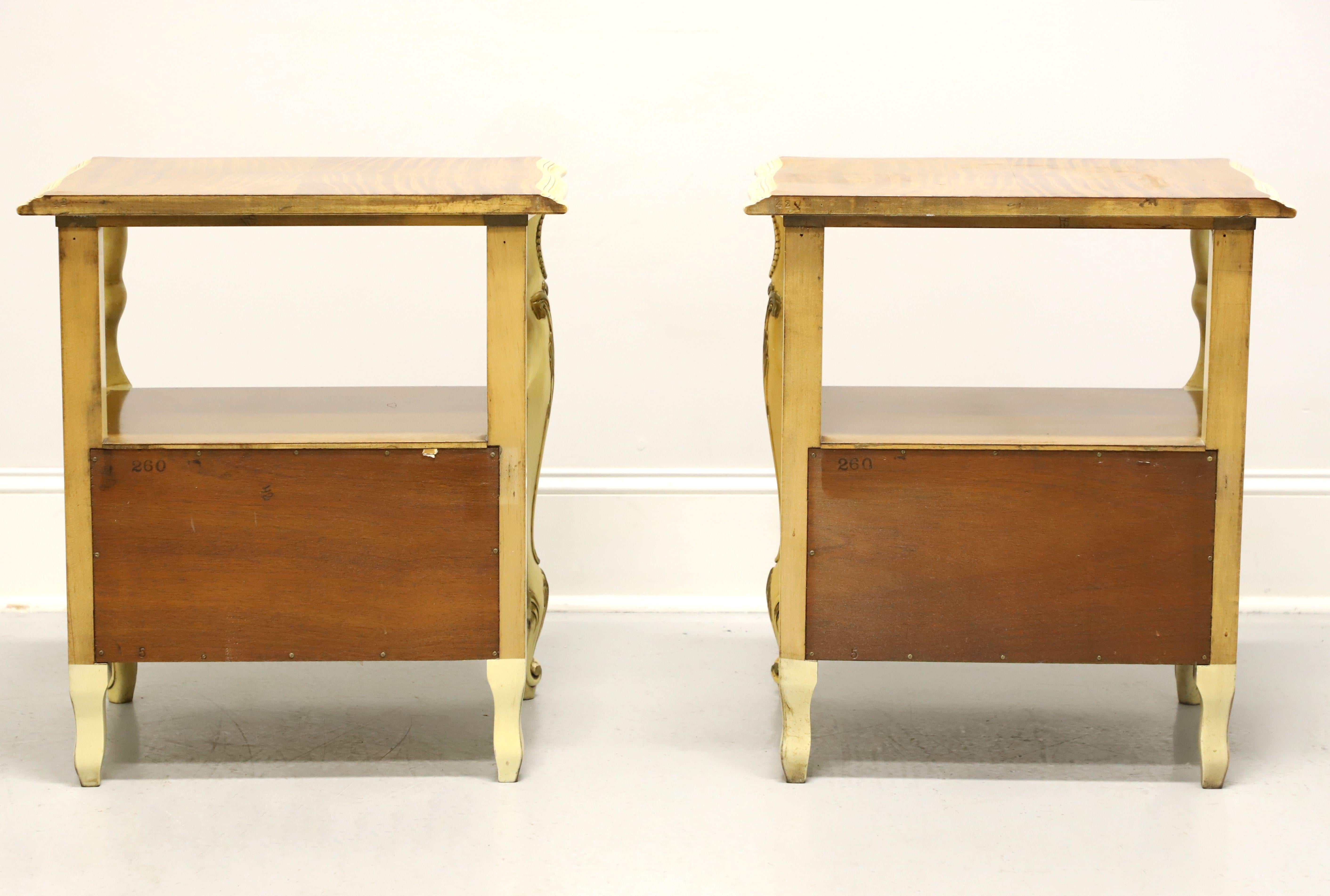 American ROMWEBER Mid 20th Century Satinwood French Provincial Nightstands - Pair