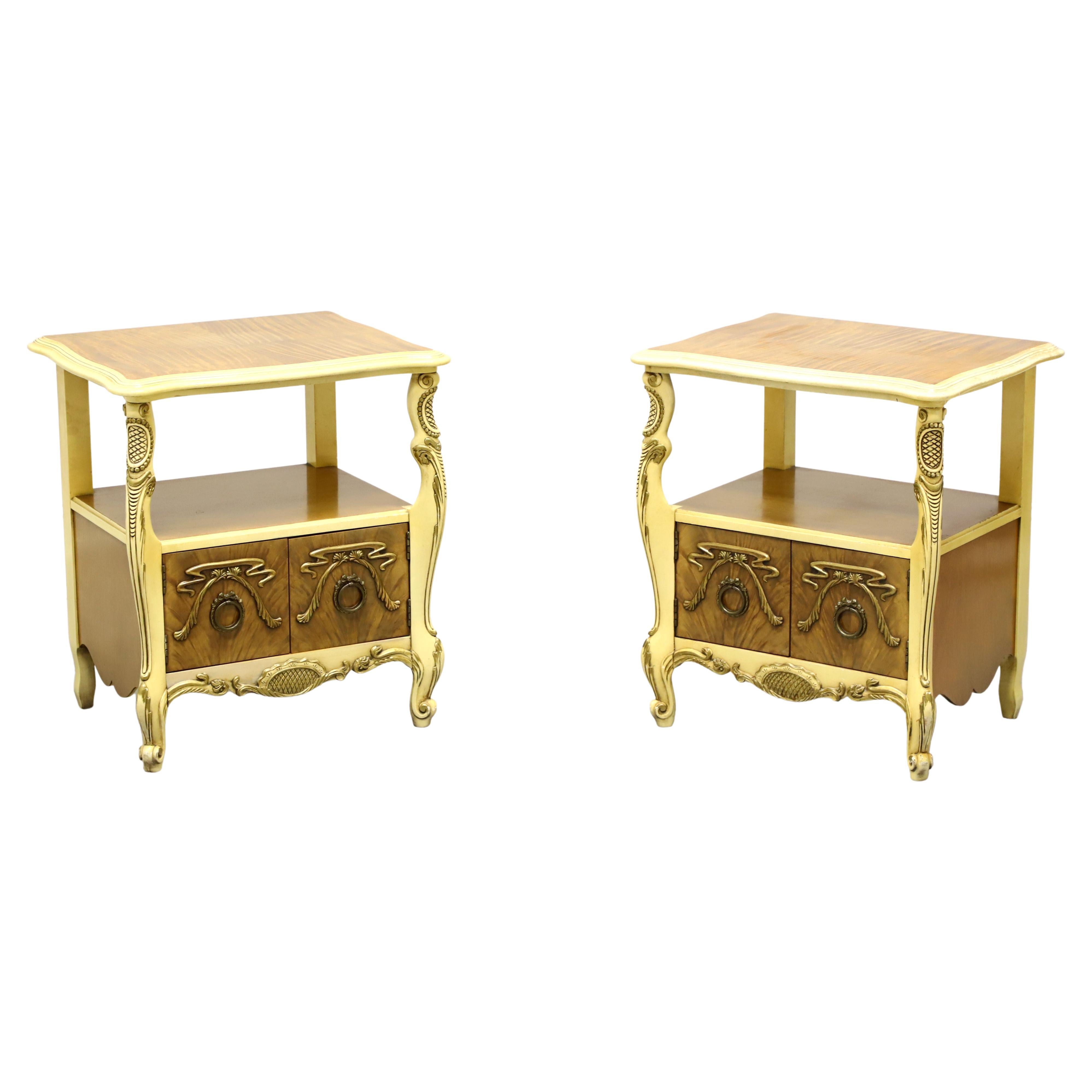 ROMWEBER Mid 20th Century Satinwood French Provincial Nightstands - Pair