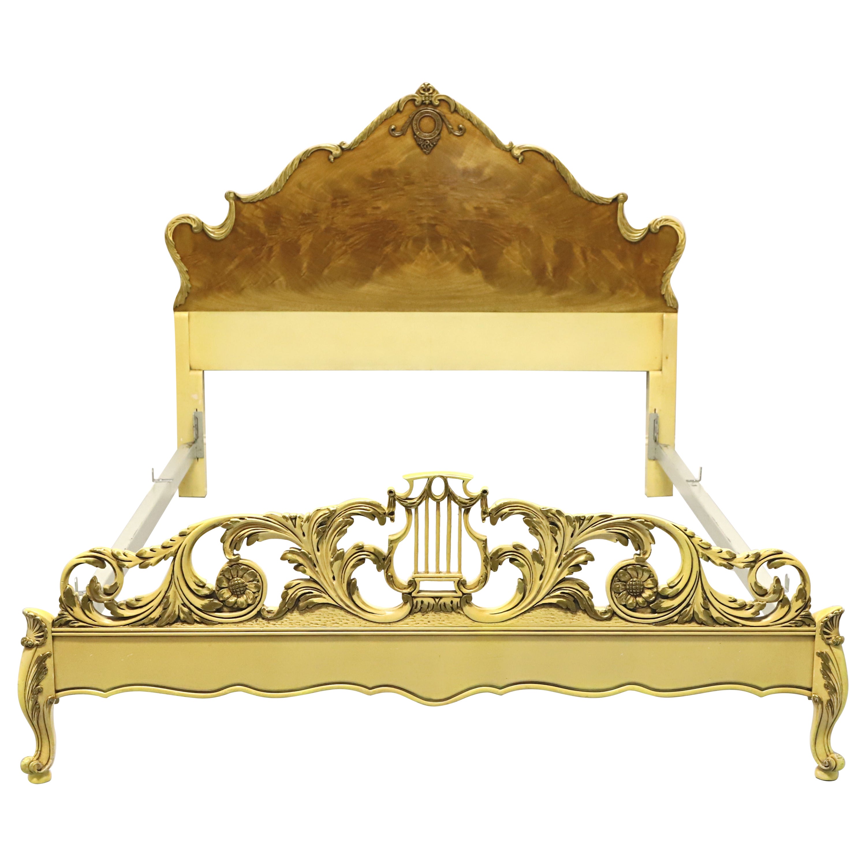 ROMWEBER Mid 20th Century Satinwood French Provincial Queen Bed