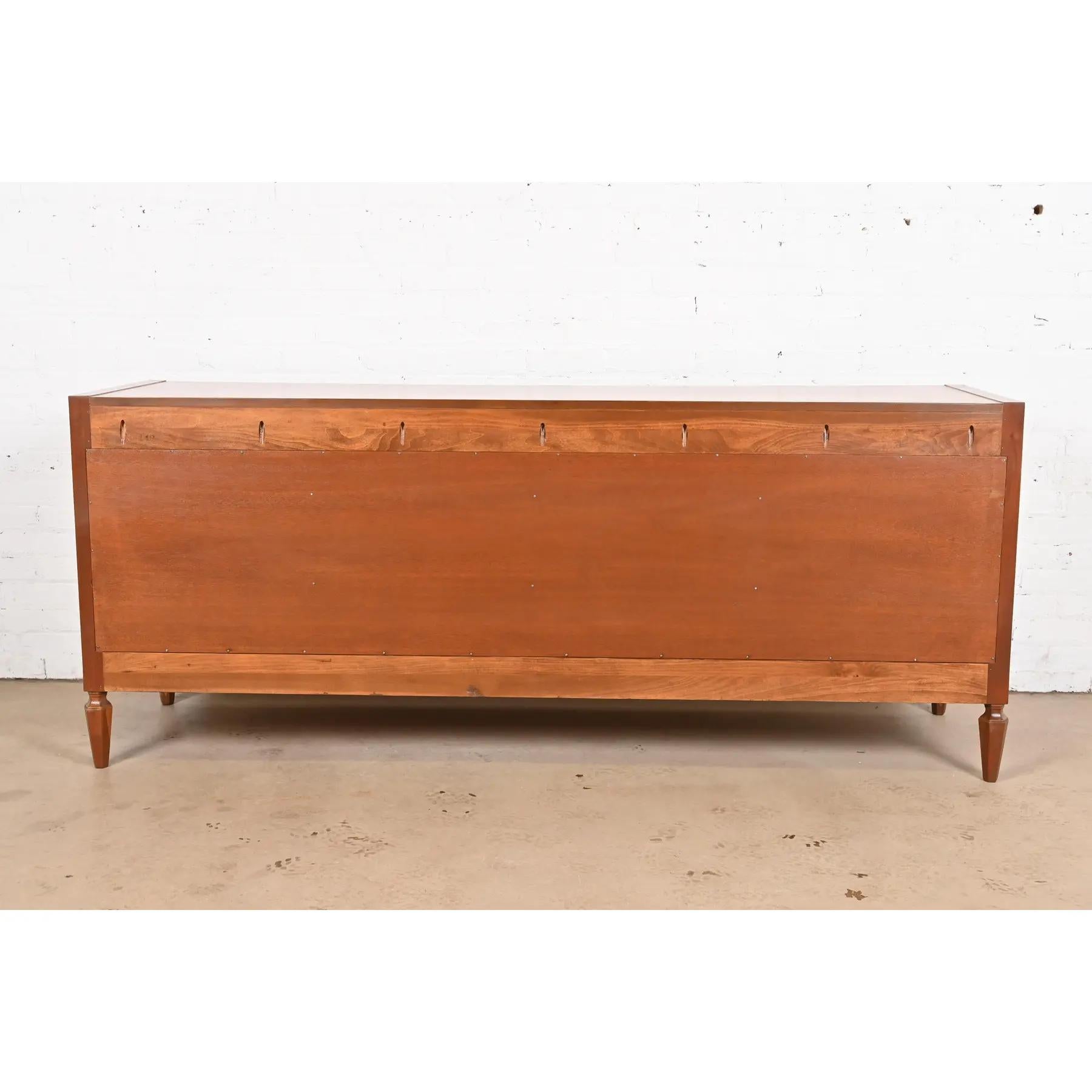 Romweber Mid-Century Hollywood Regency Burl Wood Dresser, Newly Refinished For Sale 5