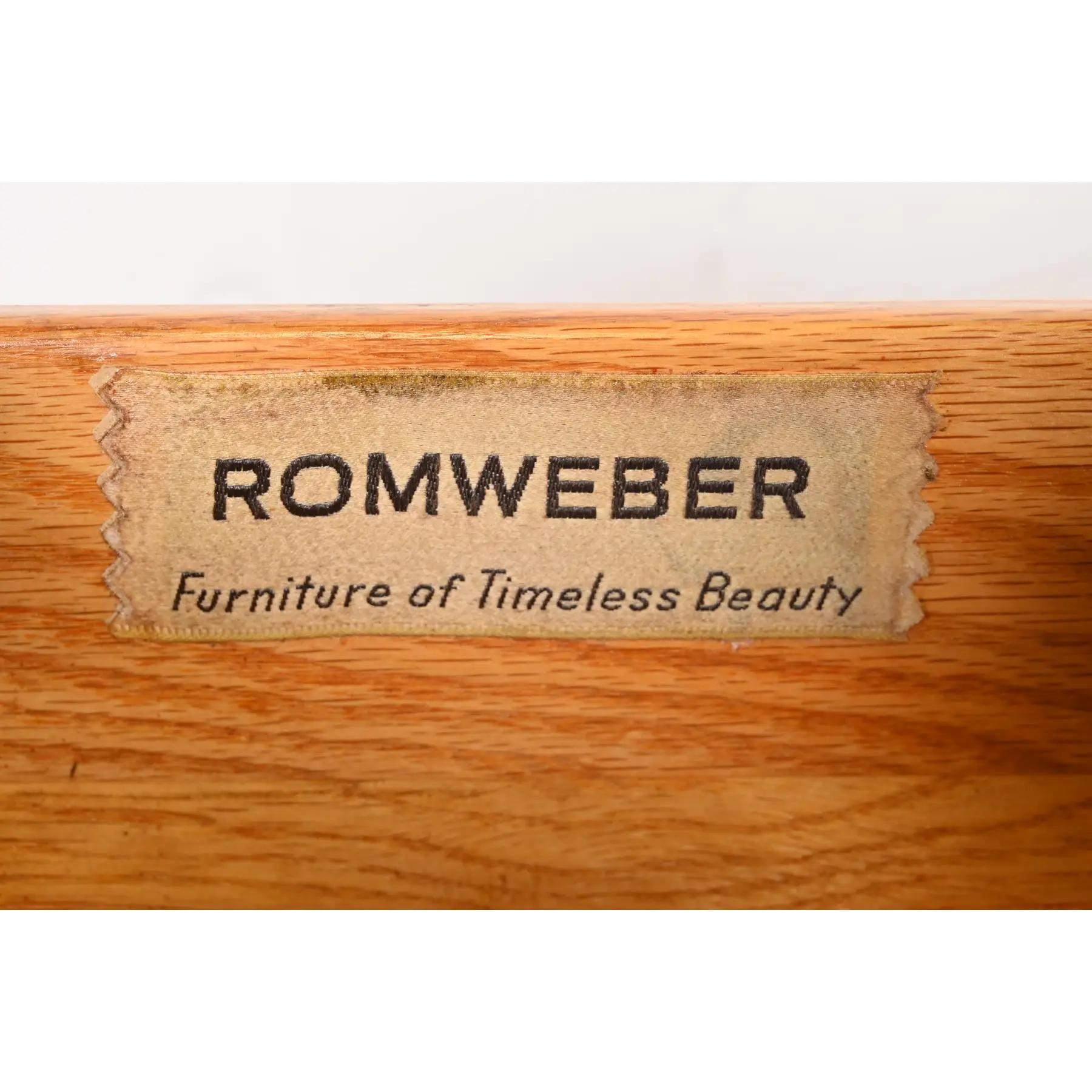Romweber Mid-Century Hollywood Regency Burl Wood Dresser, Newly Refinished For Sale 2