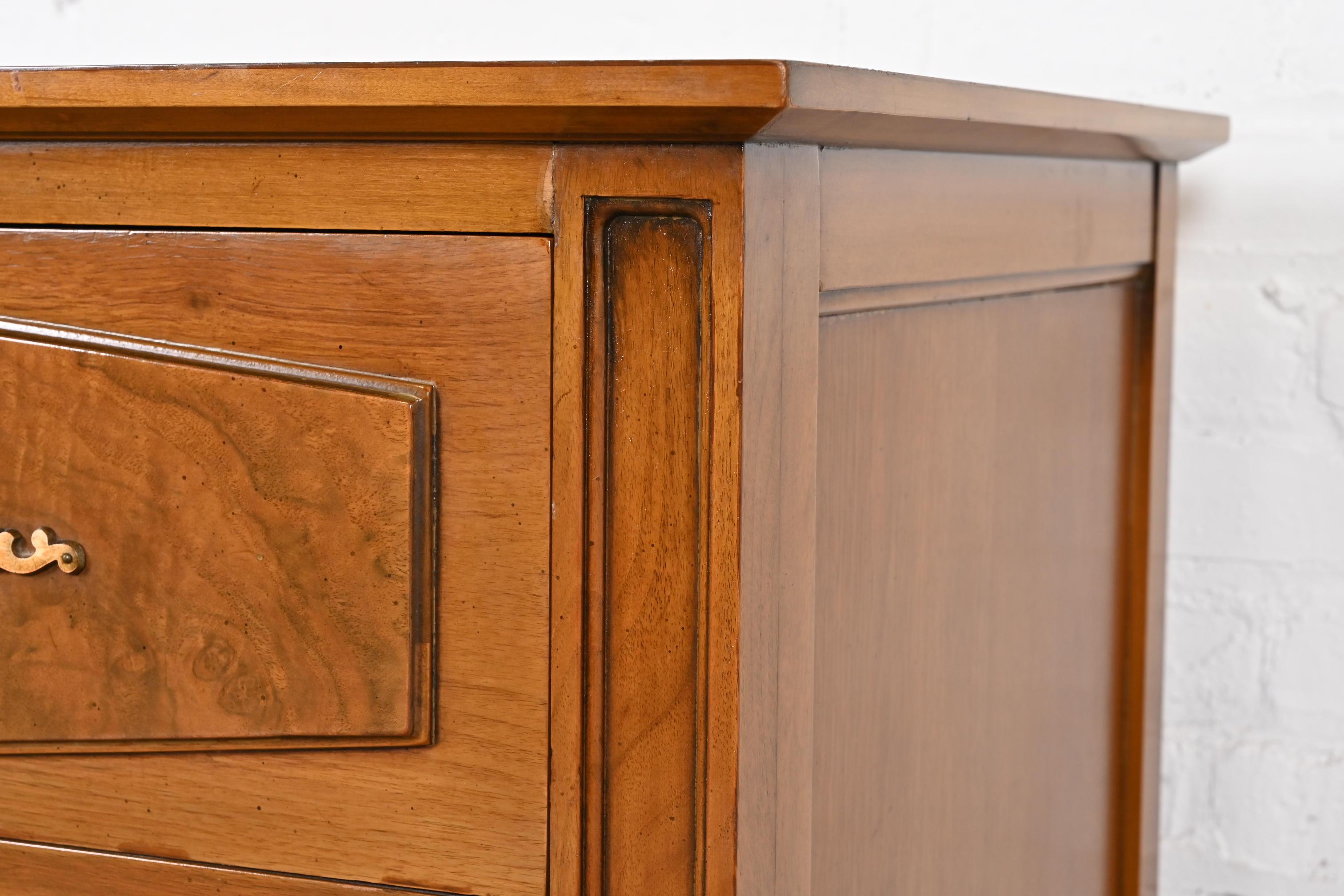 Romweber Mid-Century Hollywood Regency Walnut and Burl Wood Dresser or Credenza For Sale 8