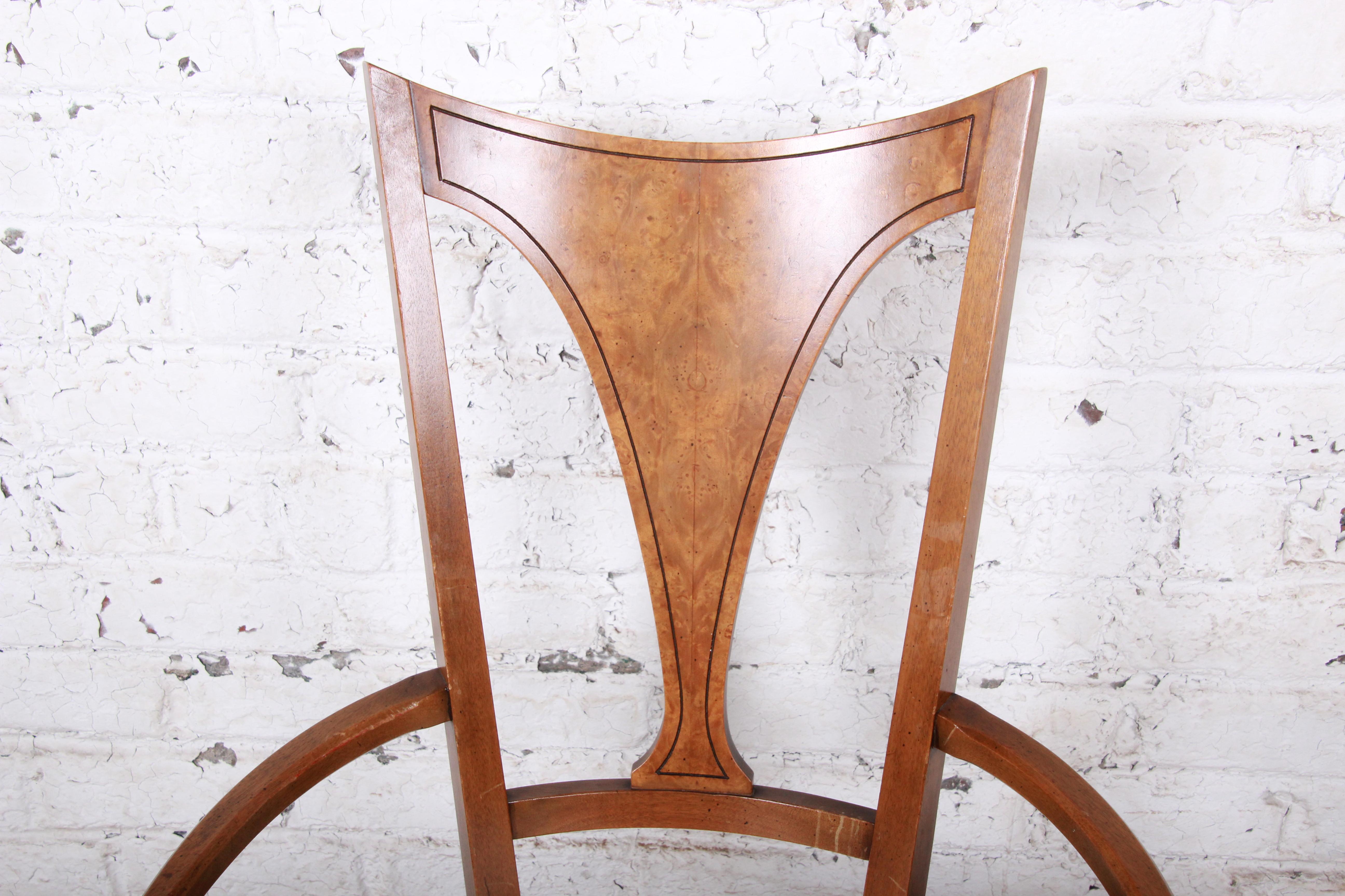 Romweber Mid-Century Modern Cherry and Burl Wood Dining Chairs, Set of Six 1