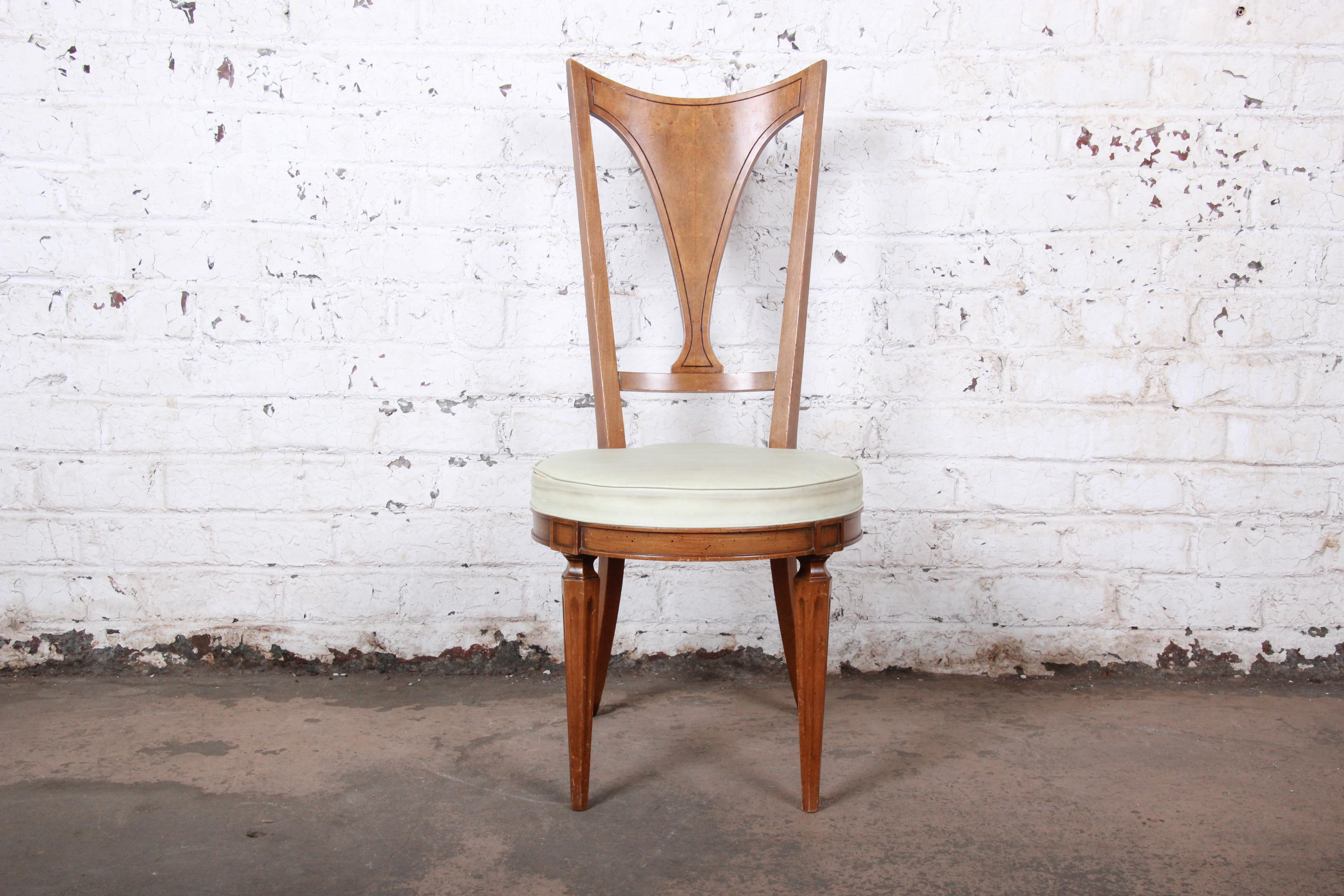 Romweber Mid-Century Modern Cherry and Burl Wood Dining Chairs, Set of Six 4