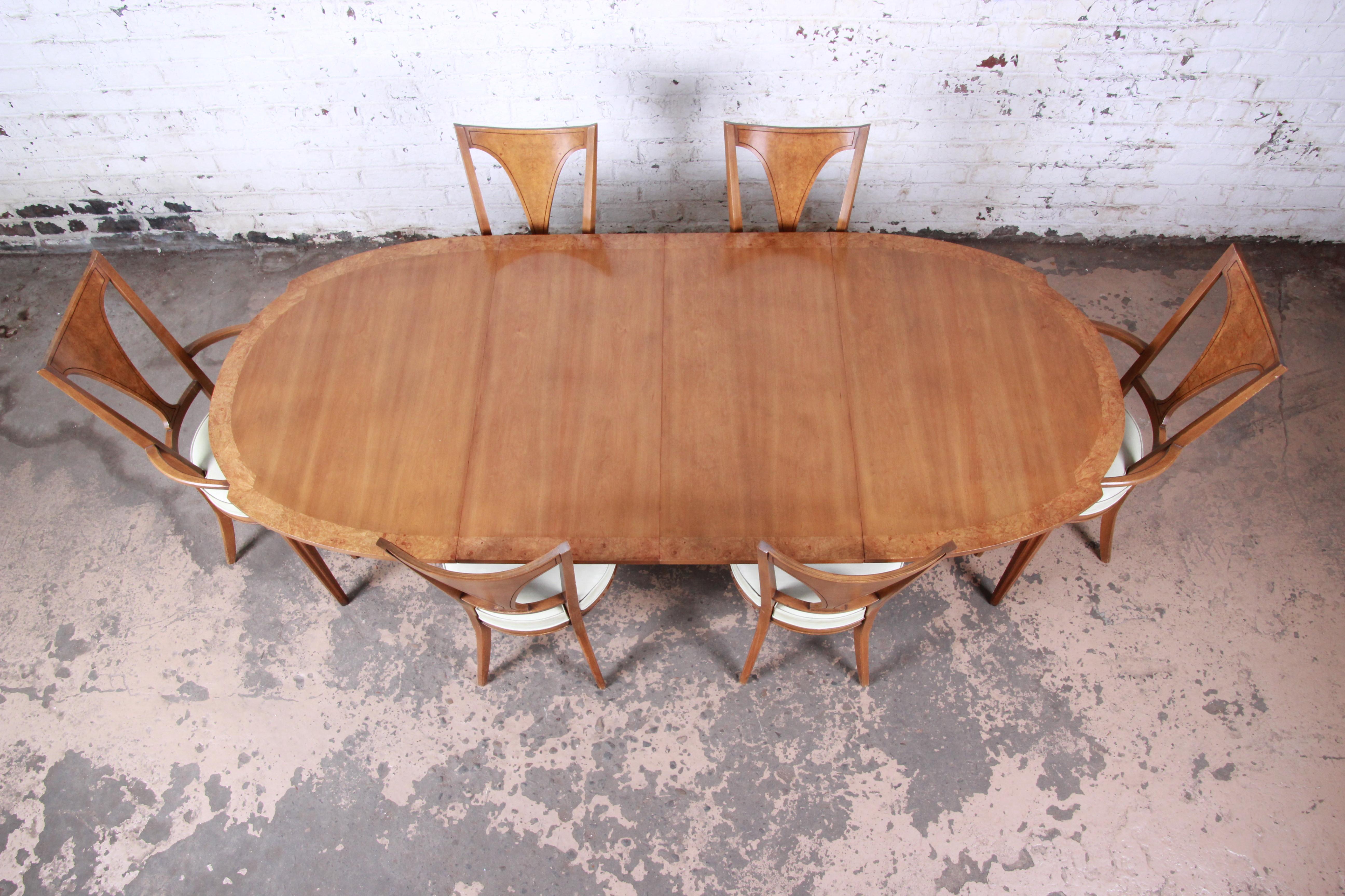 Romweber Mid-Century Modern Cherry and Burl Wood Extension Dining Table, 1960s 8
