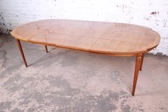 Romweber Mid-Century Modern Cherry and Burl Wood Extension Dining Table, 1960s