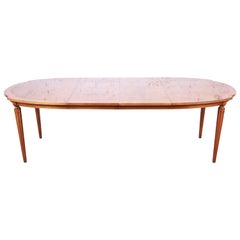 Retro Romweber Mid-Century Modern Cherry and Burl Wood Extension Dining Table, 1960s