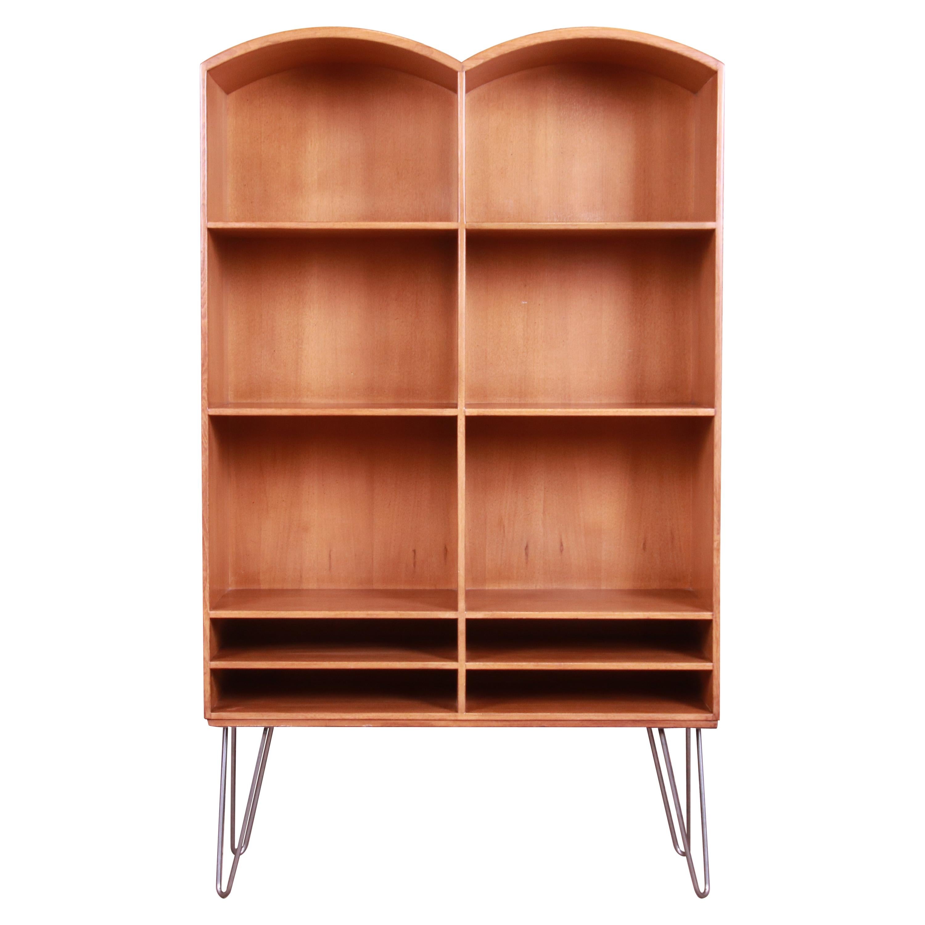 Romweber MidCentury Modern Walnut Bookcase on Hairpin Legs, circa