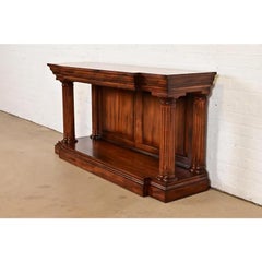 Mesa consola Romweber neoclásica grecorromana con forma de columna de caoba tallada